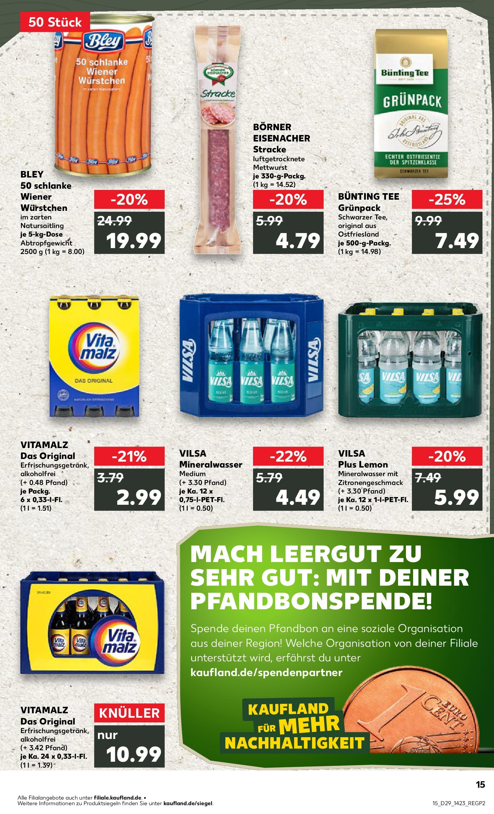 Prospekt Kaufland ab 16.07.2025 » Angebote Online zum Blättern | Seite: 15 | Produkte: Wiener wurstchen, Mineralwasser, Tee