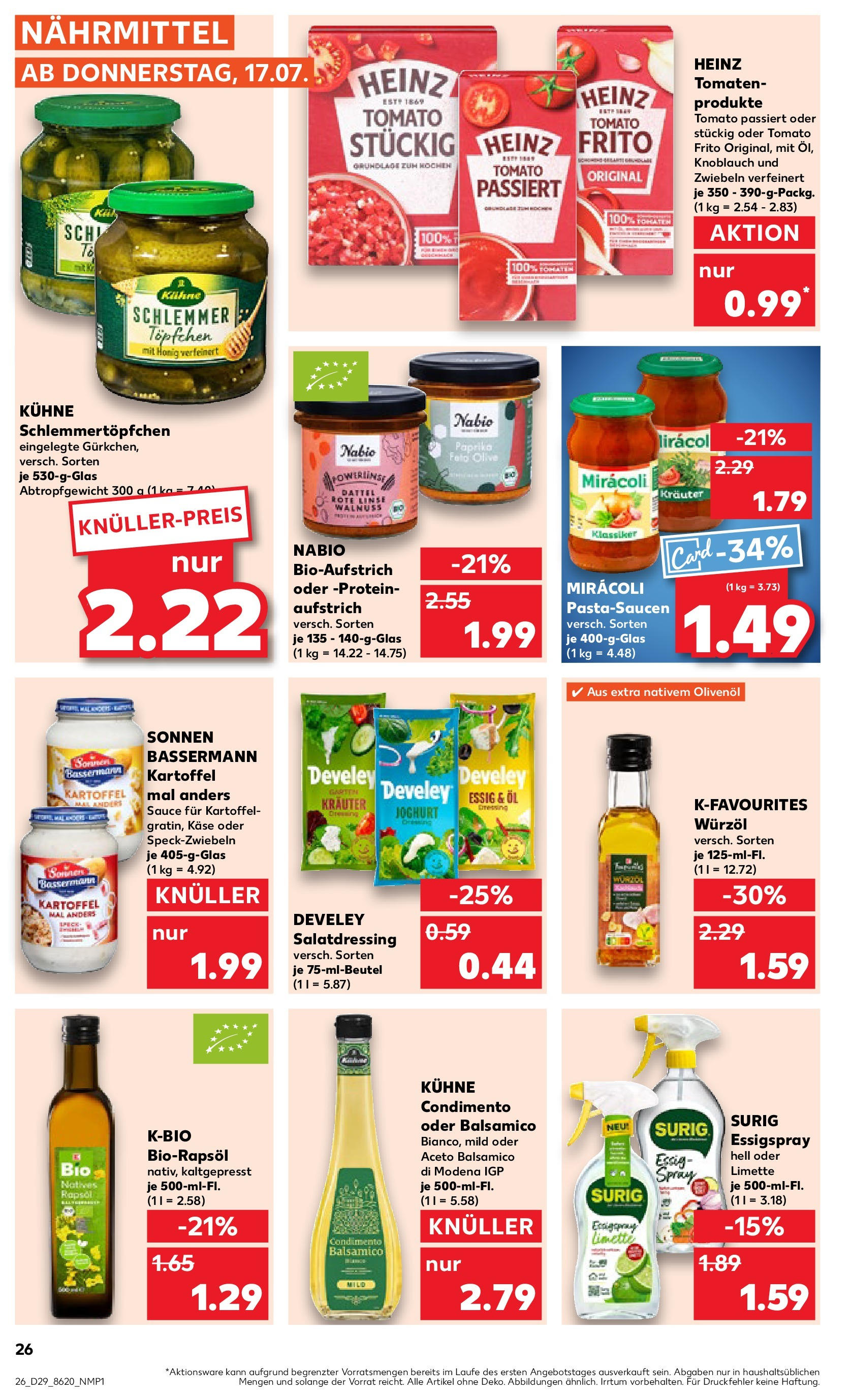 Prospekt Kaufland ab 17.07.2025 » Angebote Online zum Blättern | Seite: 26 | Produkte: Öl, Balsamico, Rapsöl, Zwiebeln