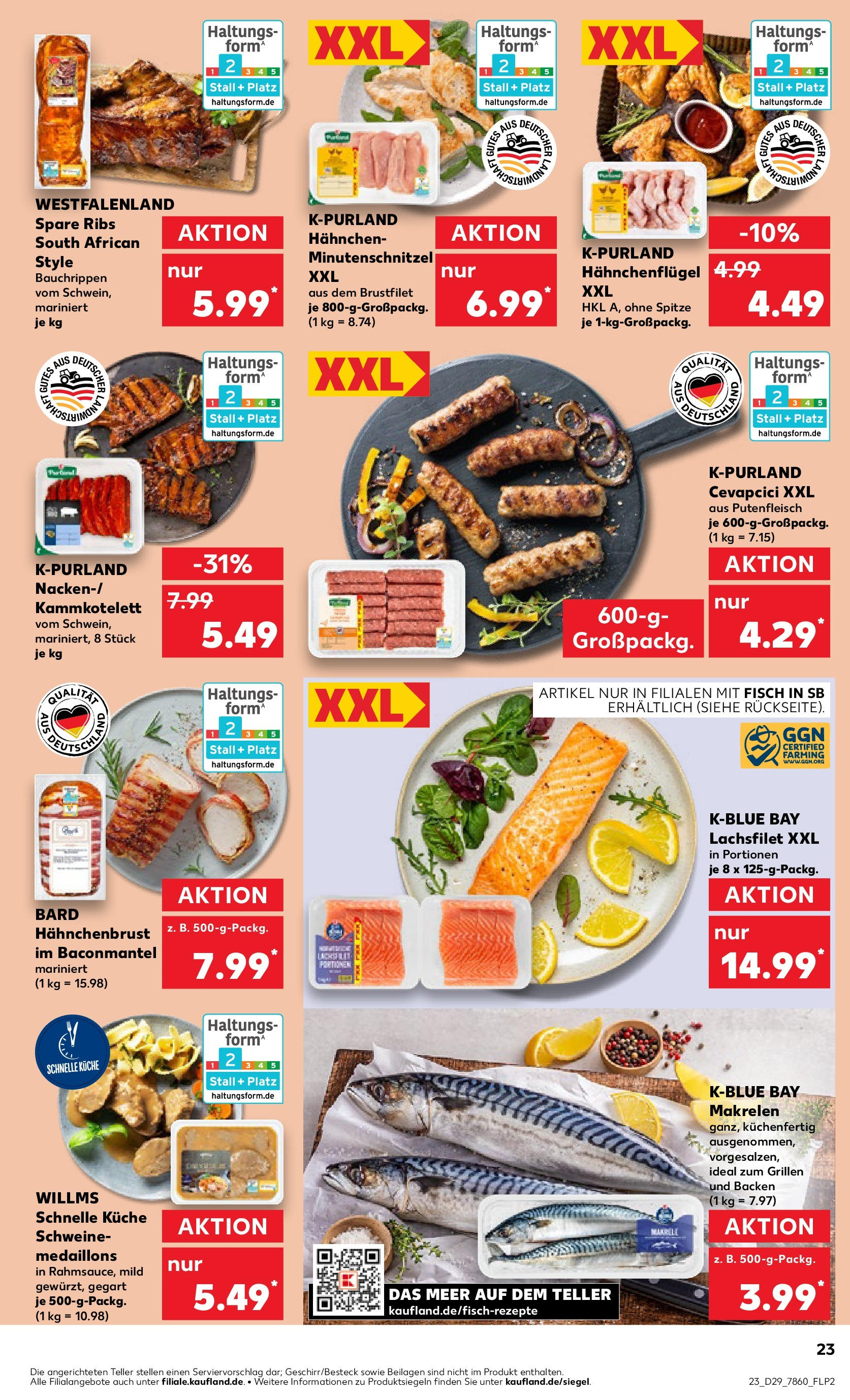 Prospekt Kaufland ab 16.07.2025 » Angebote Online zum Blättern | Seite: 23 | Produkte: Hahnchen, Küche, Spare ribs, Fisch
