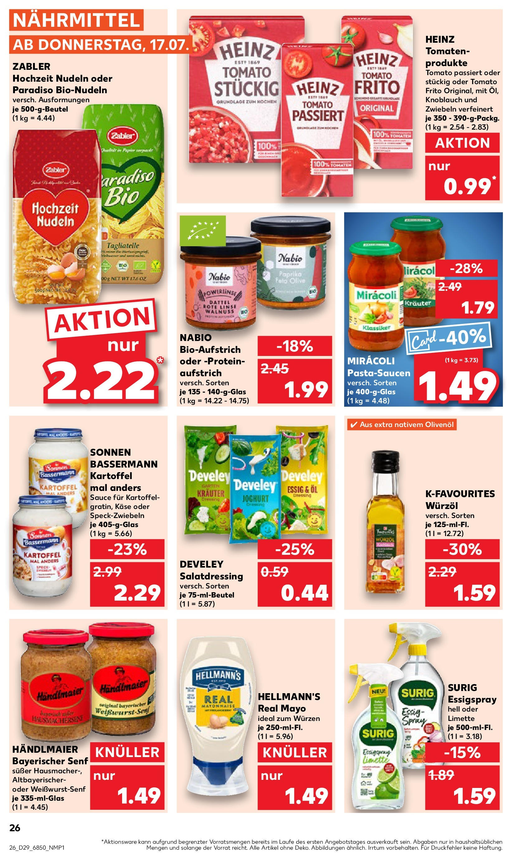 Prospekt Kaufland ab 16.07.2025 » Angebote Online zum Blättern | Seite: 26 | Produkte: Joghurt, Öl, Knoblauch, Nudeln