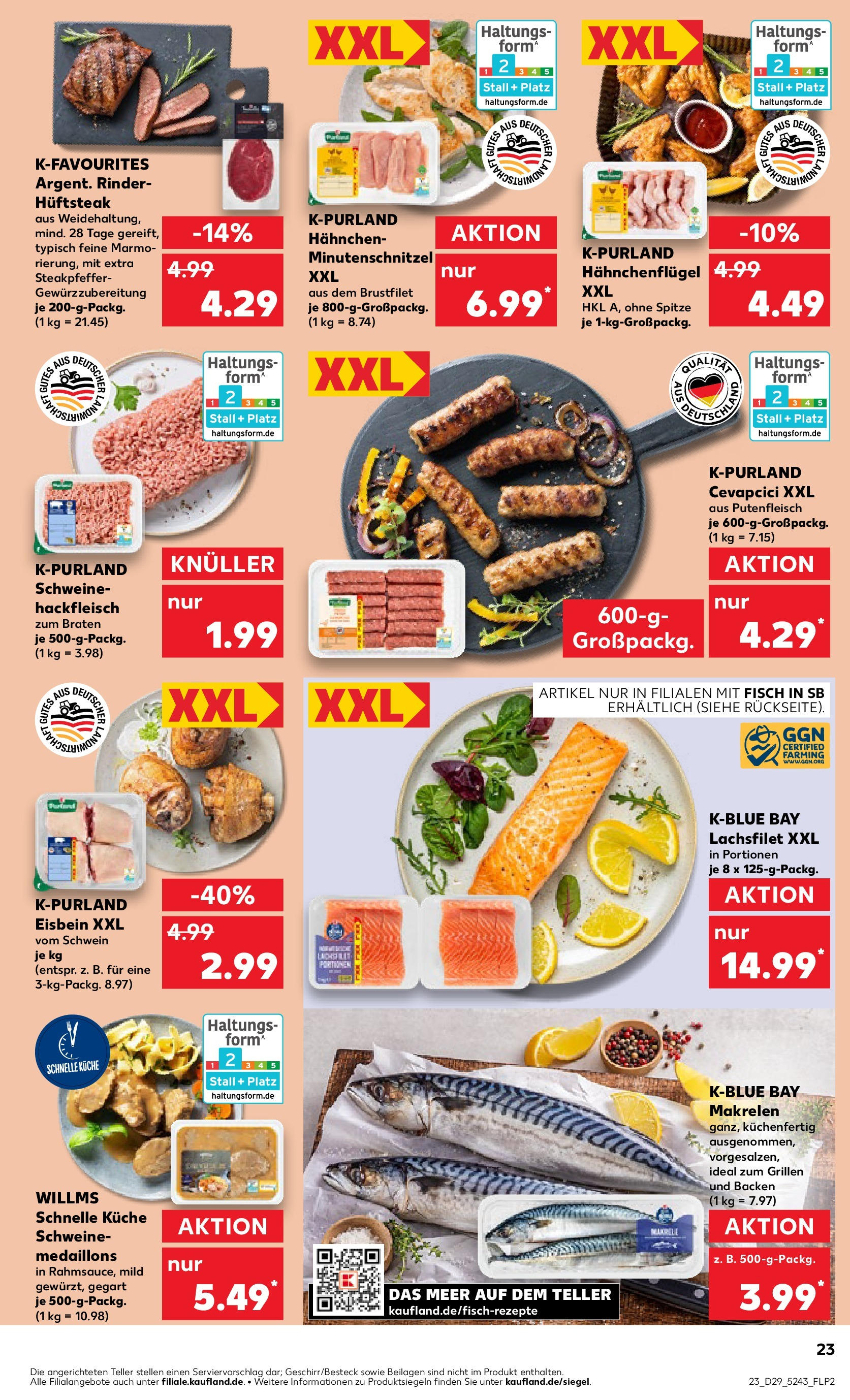 Prospekt Kaufland ab 16.07.2025 » Angebote Online zum Blättern | Seite: 23 | Produkte: Hahnchen, Küche, Steak, Hackfleisch