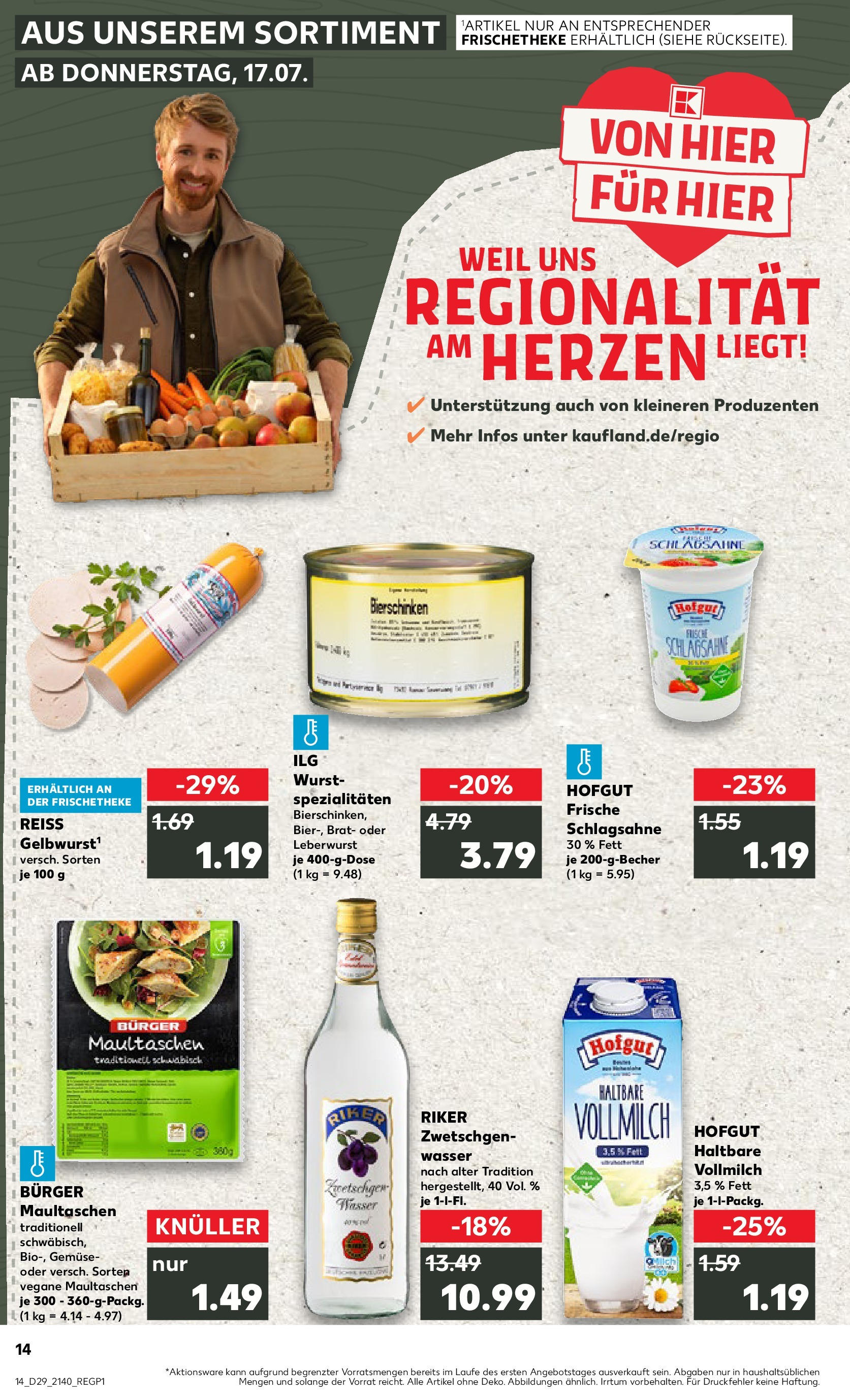 Prospekt Kaufland ab 16.07.2025 » Angebote Online zum Blättern | Seite: 1 | Produkte: Schlagsahne, Burger, Zwetschgen, Gemüse