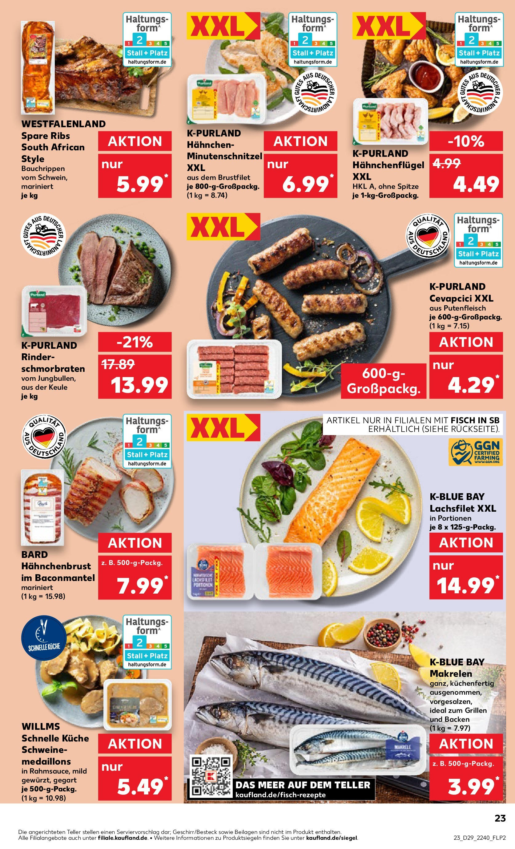 Prospekt Kaufland ab 16.07.2025 » Angebote Online zum Blättern | Seite: 23 | Produkte: Hahnchen, Spare ribs, Fisch, Hahnchenbrust