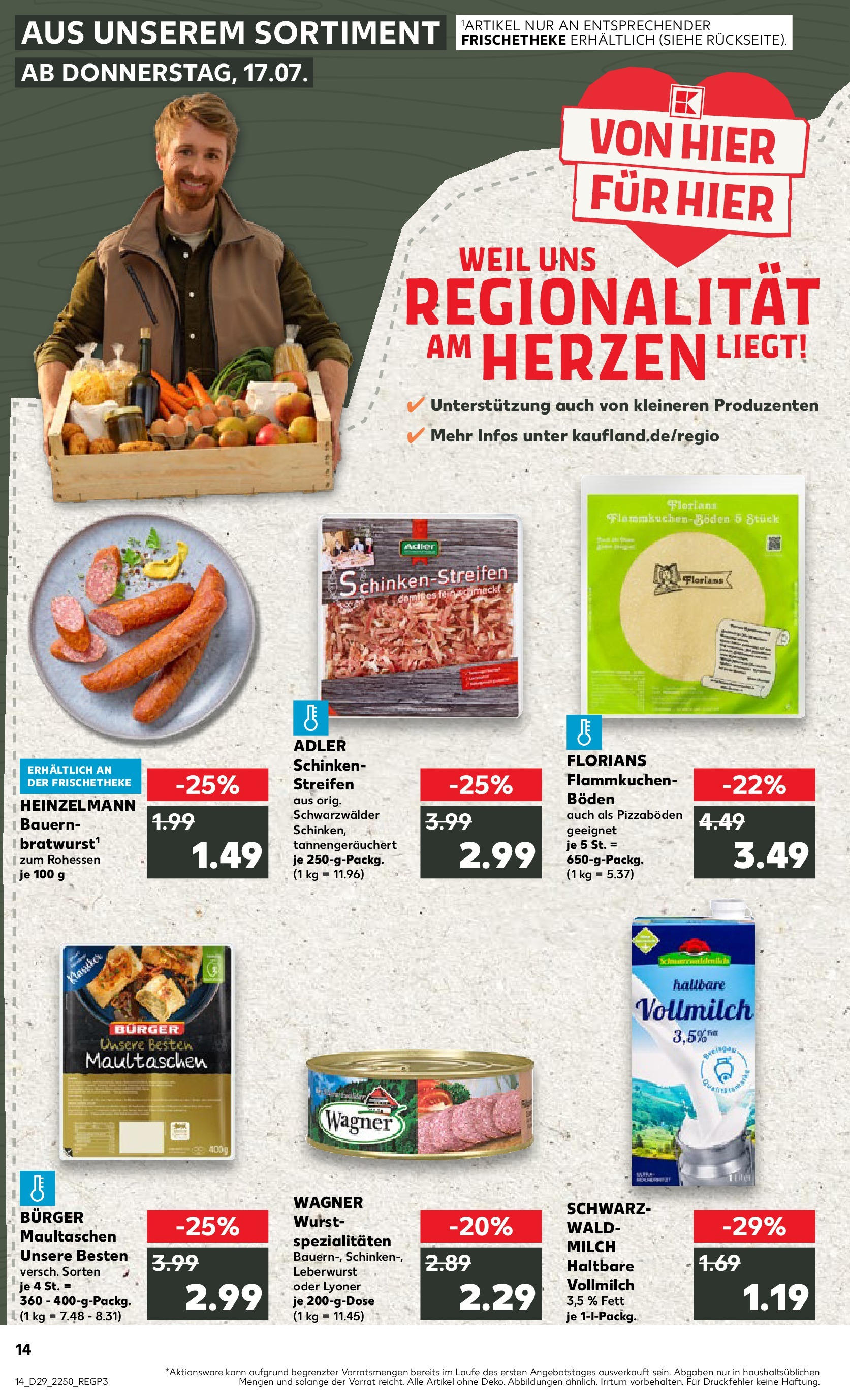 Prospekt Kaufland ab 16.07.2025 » Angebote Online zum Blättern | Seite: 1 | Produkte: Milch, Burger, Wurst, Pizza