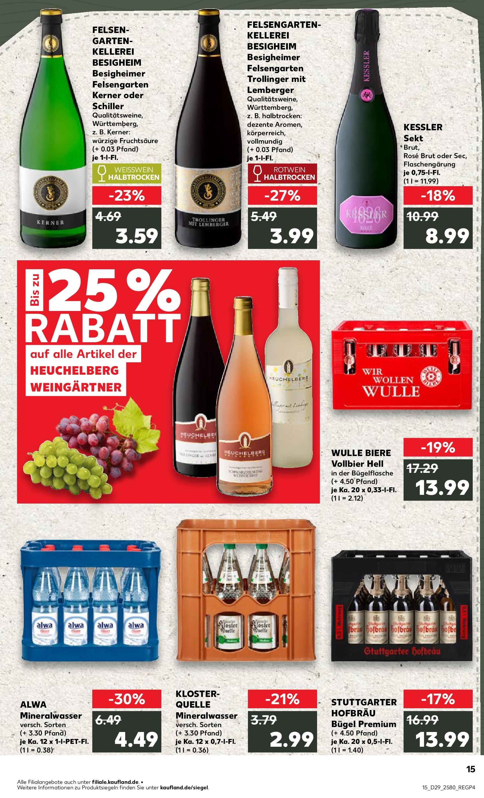 Prospekt Kaufland ab 16.07.2025 » Angebote Online zum Blättern | Seite: 15 | Produkte: Rotwein, Sekt, Mineralwasser