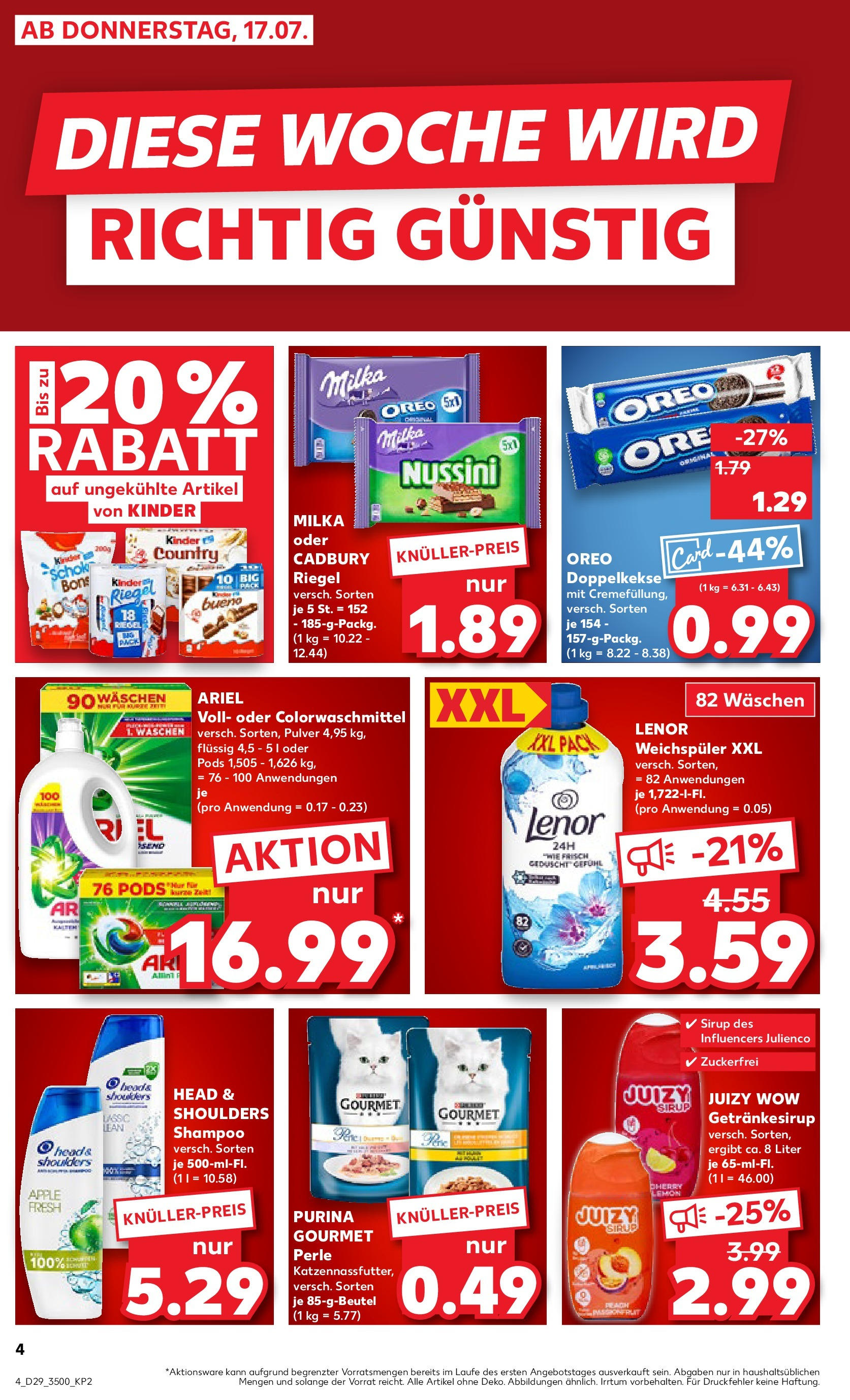 Prospekt Kaufland ab 16.07.2025 » Angebote Online zum Blättern | Seite: 4 | Produkte: Head & shoulders, Sirup, Milka, Apple