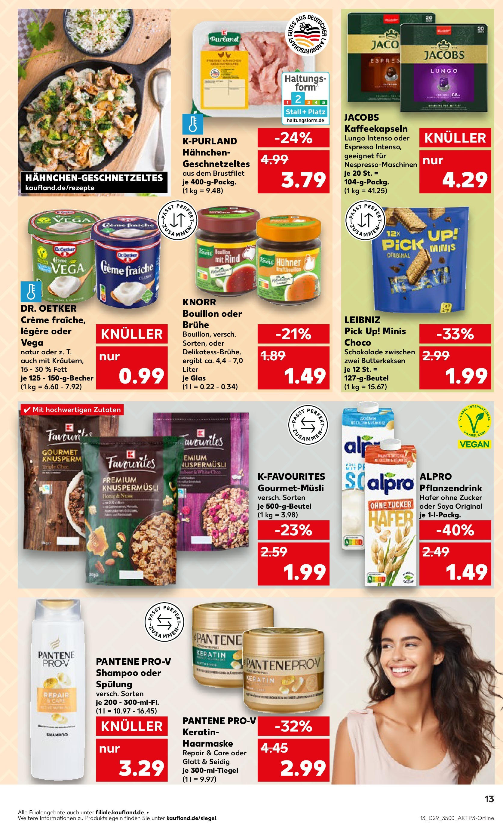 Prospekt Kaufland ab 16.07.2025 » Angebote Online zum Blättern | Seite: 13 | Produkte: Hahnchen, Schokolade, Shampoo, Creme