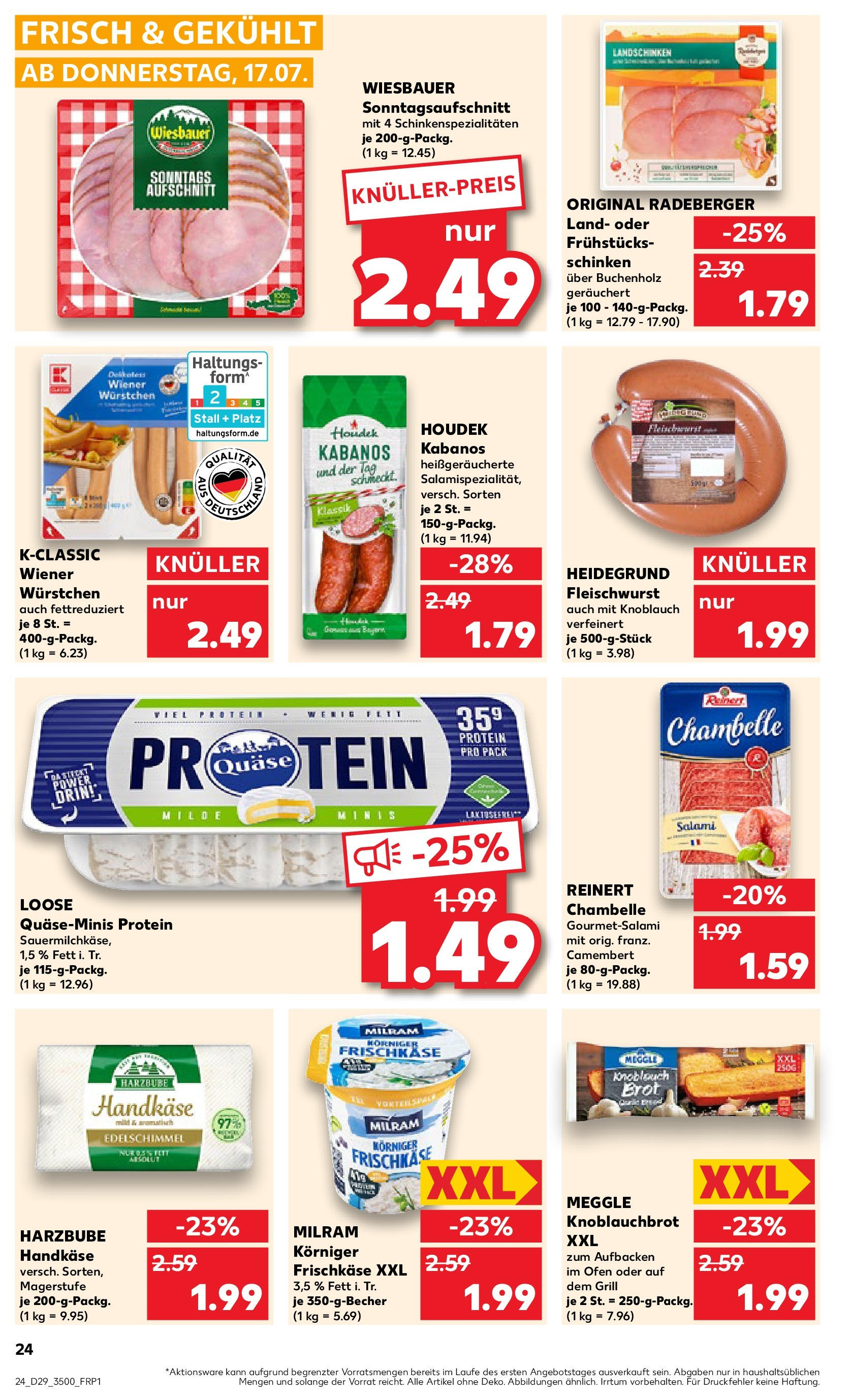 Prospekt Kaufland ab 16.07.2025 » Angebote Online zum Blättern | Seite: 24 | Produkte: Ofen, Milram, Salami, Schinken