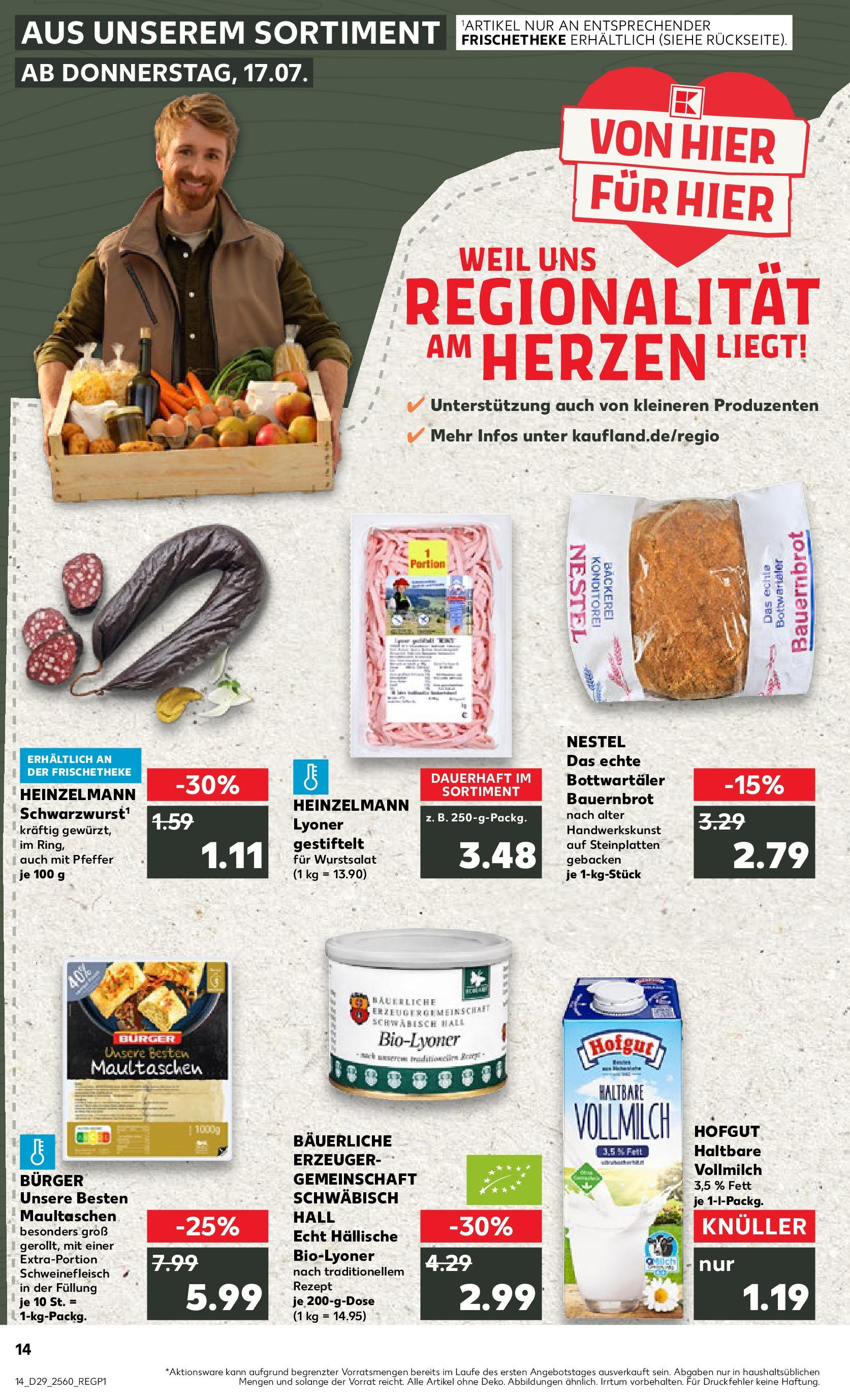 Prospekt Kaufland ab 16.07.2025 » Angebote Online zum Blättern | Seite: 14 | Produkte: Bäckerei, Burger, Pfeffer, Maultaschen
