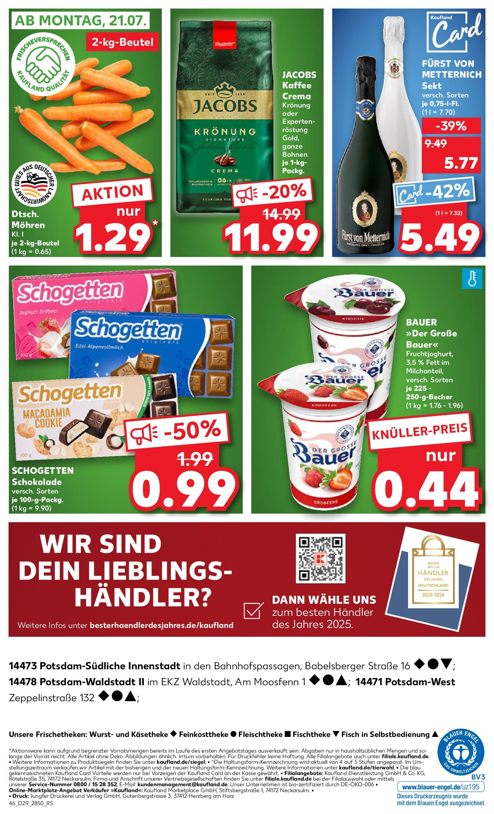 Prospekt Kaufland ab 16.07.2025 » Angebote Online zum Blättern | Seite: 46 | Produkte: Furst von metternich, Schokolade, Mohren, Schogetten