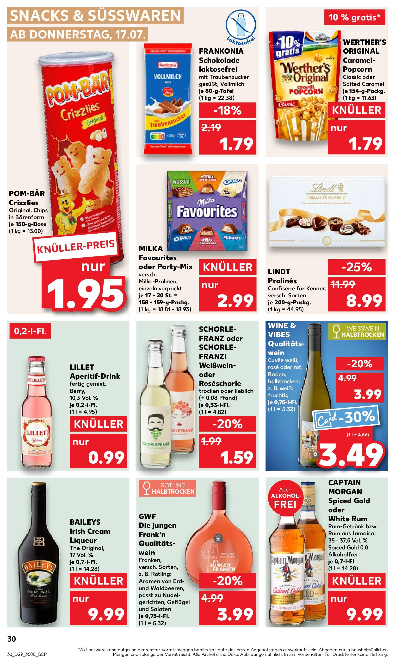 Prospekt Kaufland ab 16.07.2025 » Angebote Online zum Blättern | Seite: 30 | Produkte: Weißwein, POM-BÄR, Lillet, Wein