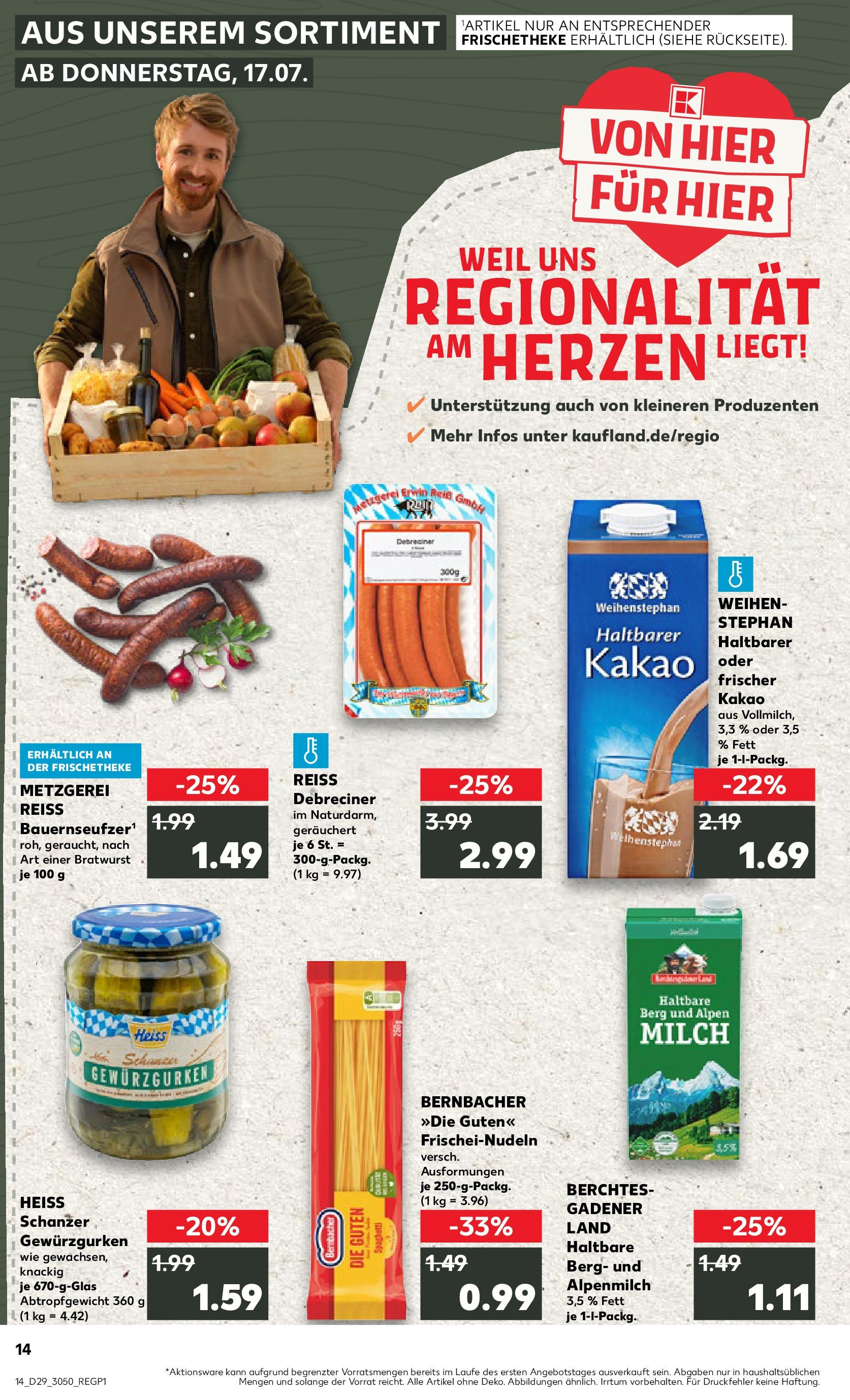 Prospekt Kaufland ab 16.07.2025 » Angebote Online zum Blättern | Seite: 1 | Produkte: Milch, Bratwurst, Pasta