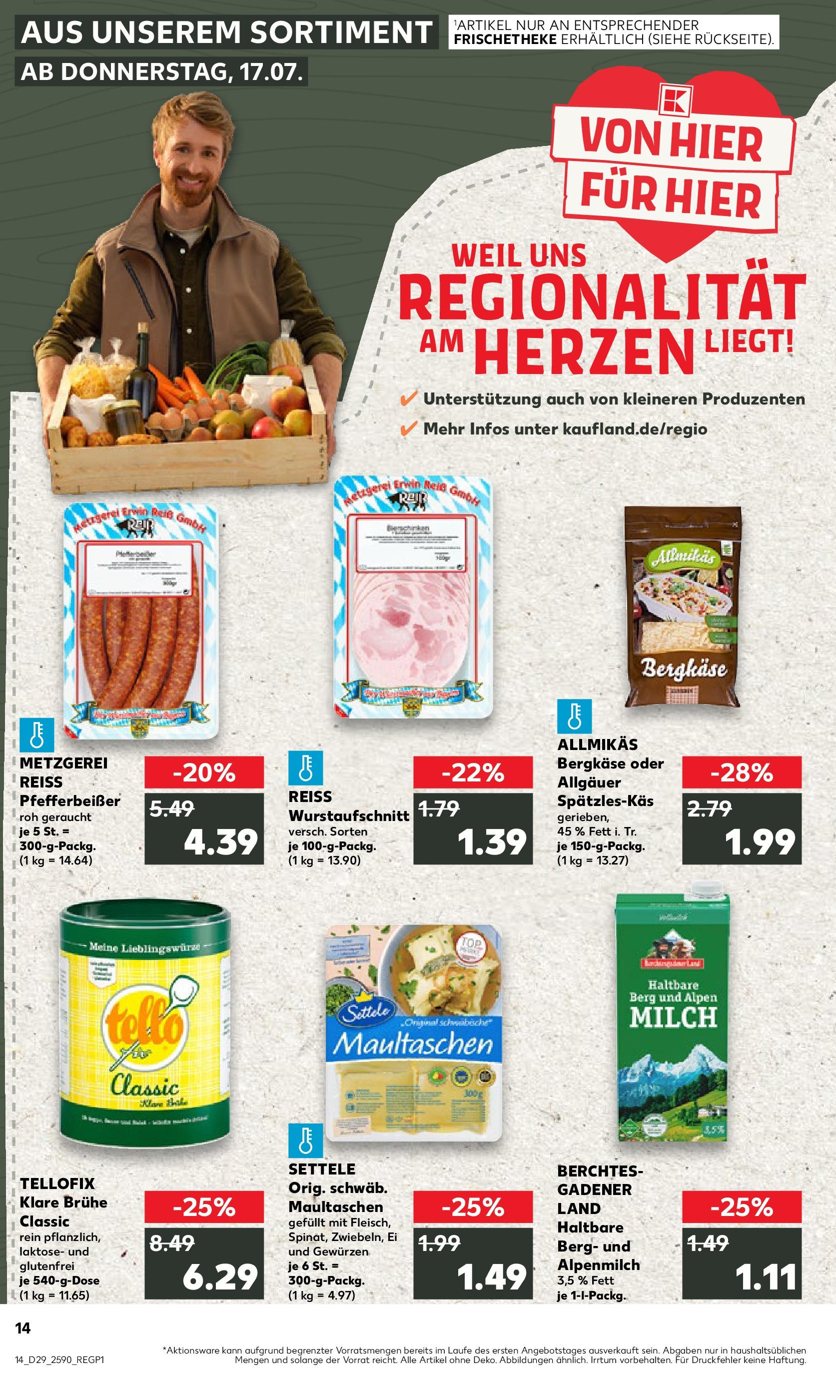 Prospekt Kaufland ab 16.07.2025 » Angebote Online zum Blättern | Seite: 14 | Produkte: Milch, Maultaschen
