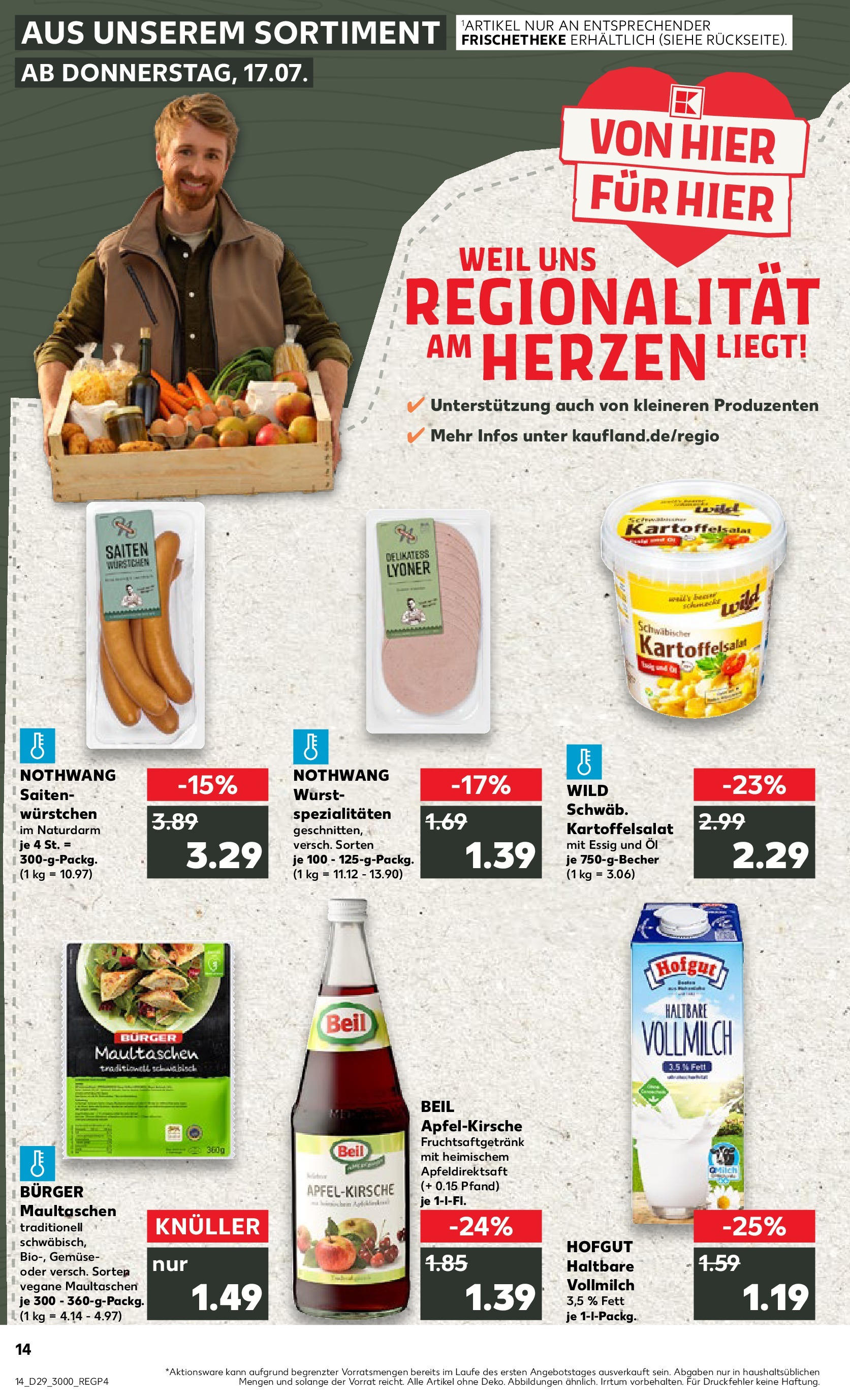 Prospekt Kaufland ab 16.07.2025 » Angebote Online zum Blättern | Seite: 1 | Produkte: Burger, Gemüse, Wurst, Maultaschen
