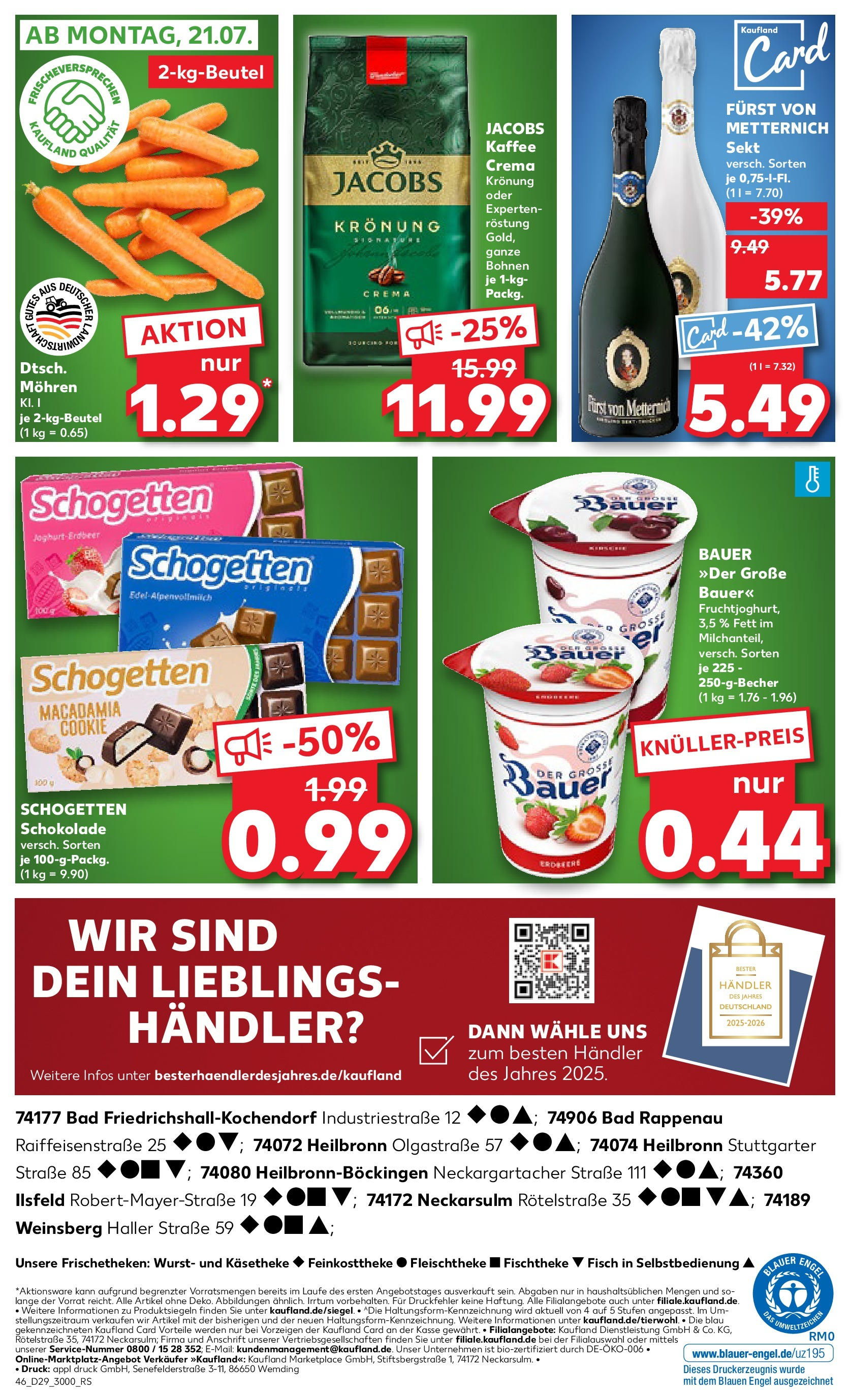 Prospekt Kaufland ab 16.07.2025 » Angebote Online zum Blättern | Seite: 46 | Produkte: Kaffee, Bad, Fisch, Schogetten