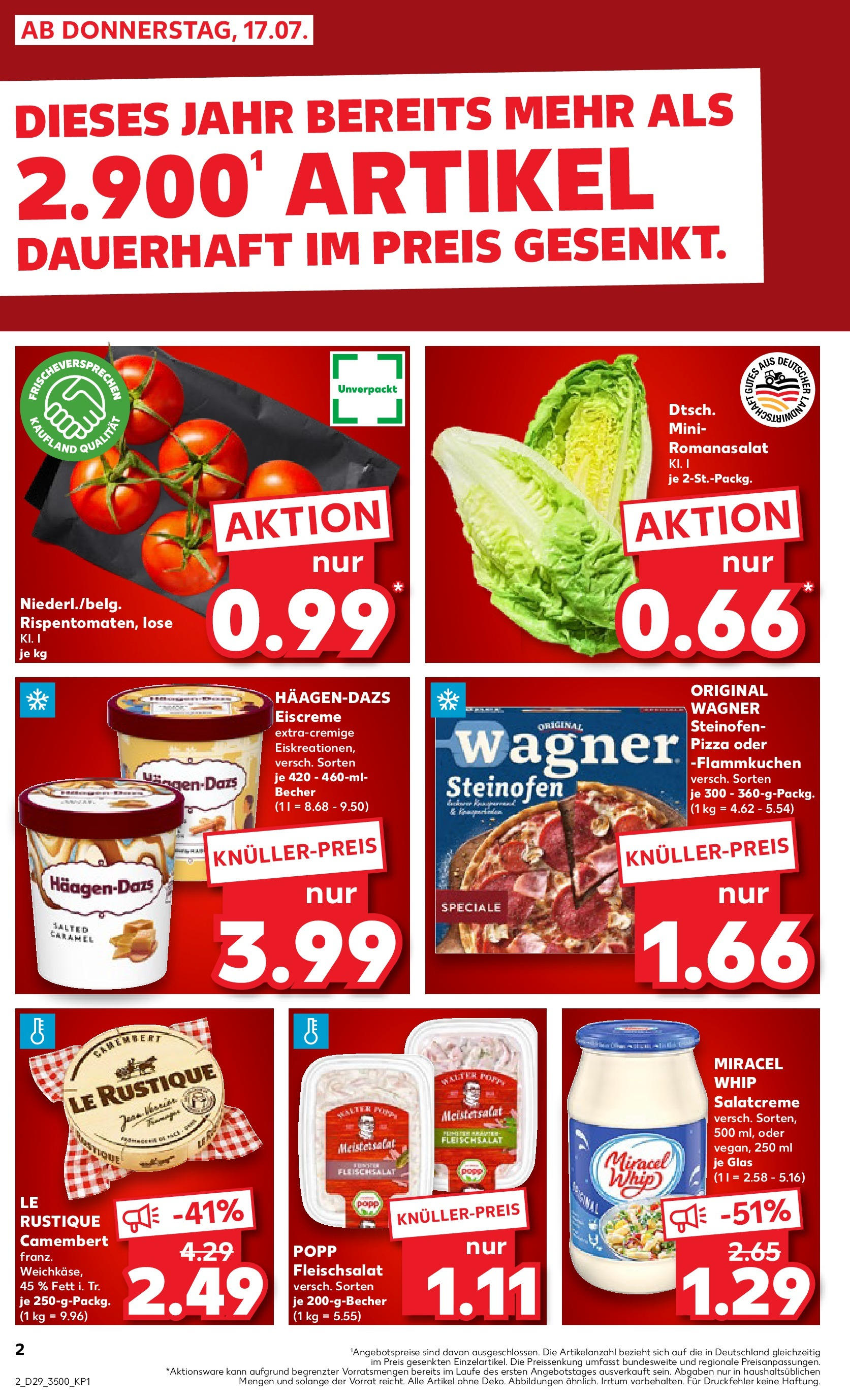 Prospekt Kaufland ab 16.07.2025 » Angebote Online zum Blättern | Seite: 2 | Produkte: Eiscreme, Miracel whip, Pizza