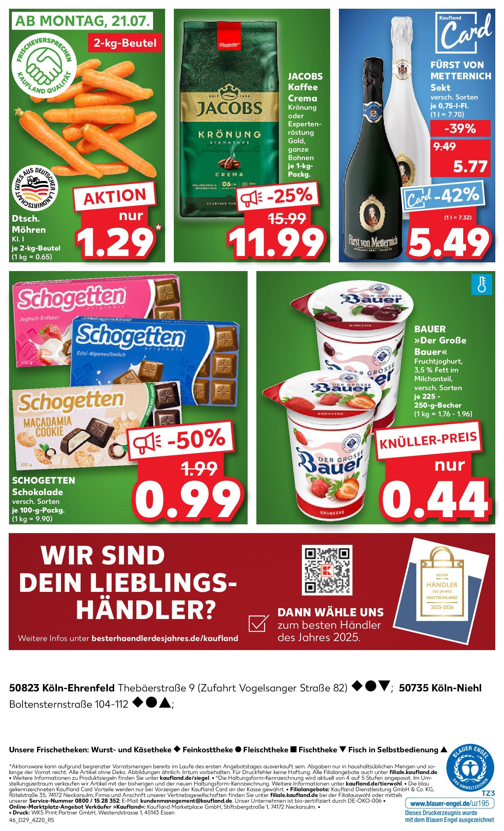Prospekt Kaufland ab 17.07.2025 » Angebote Online zum Blättern | Seite: 46 | Produkte: Furst von metternich, Schokolade, Sekt, Mohren