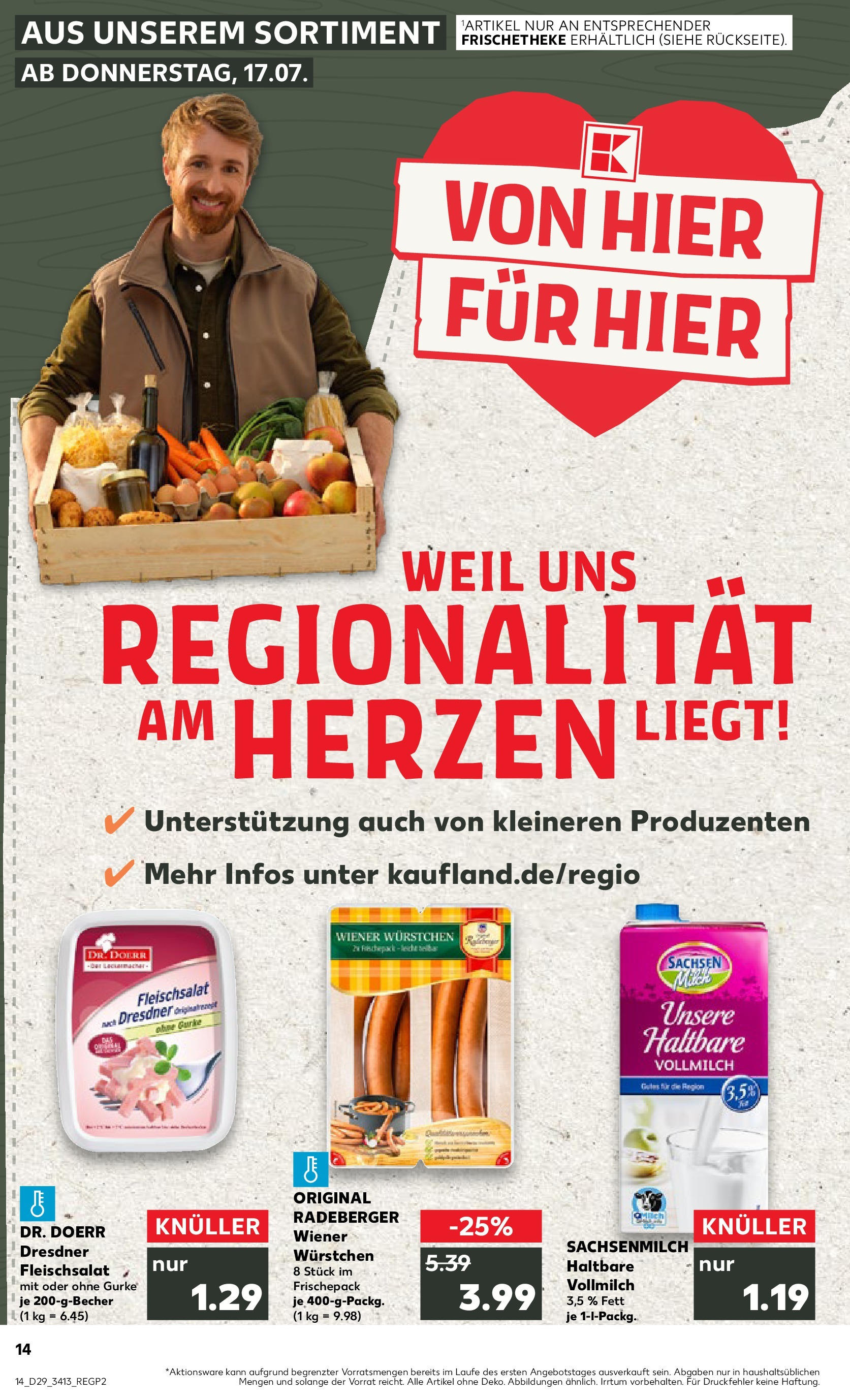 Prospekt Kaufland ab 16.07.2025 » Angebote Online zum Blättern | Seite: 14 | Produkte: Wiener wurstchen