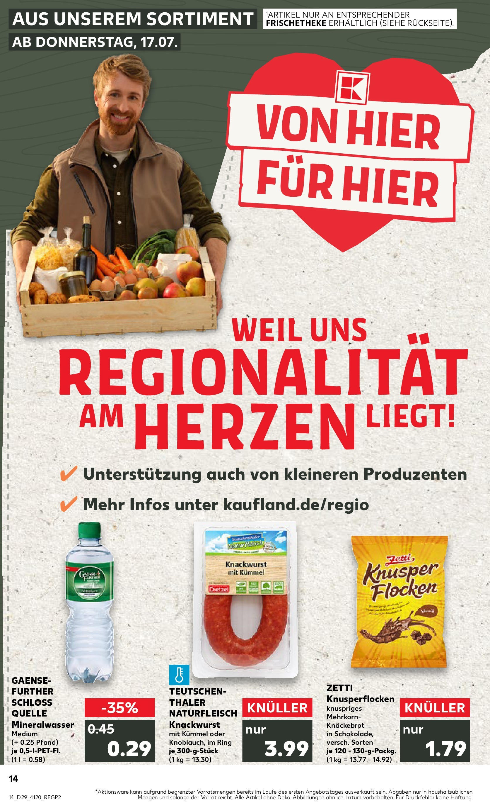 Prospekt Kaufland ab 16.07.2025 » Angebote Online zum Blättern | Seite: 1 | Produkte: Mineralwasser, Flocken
