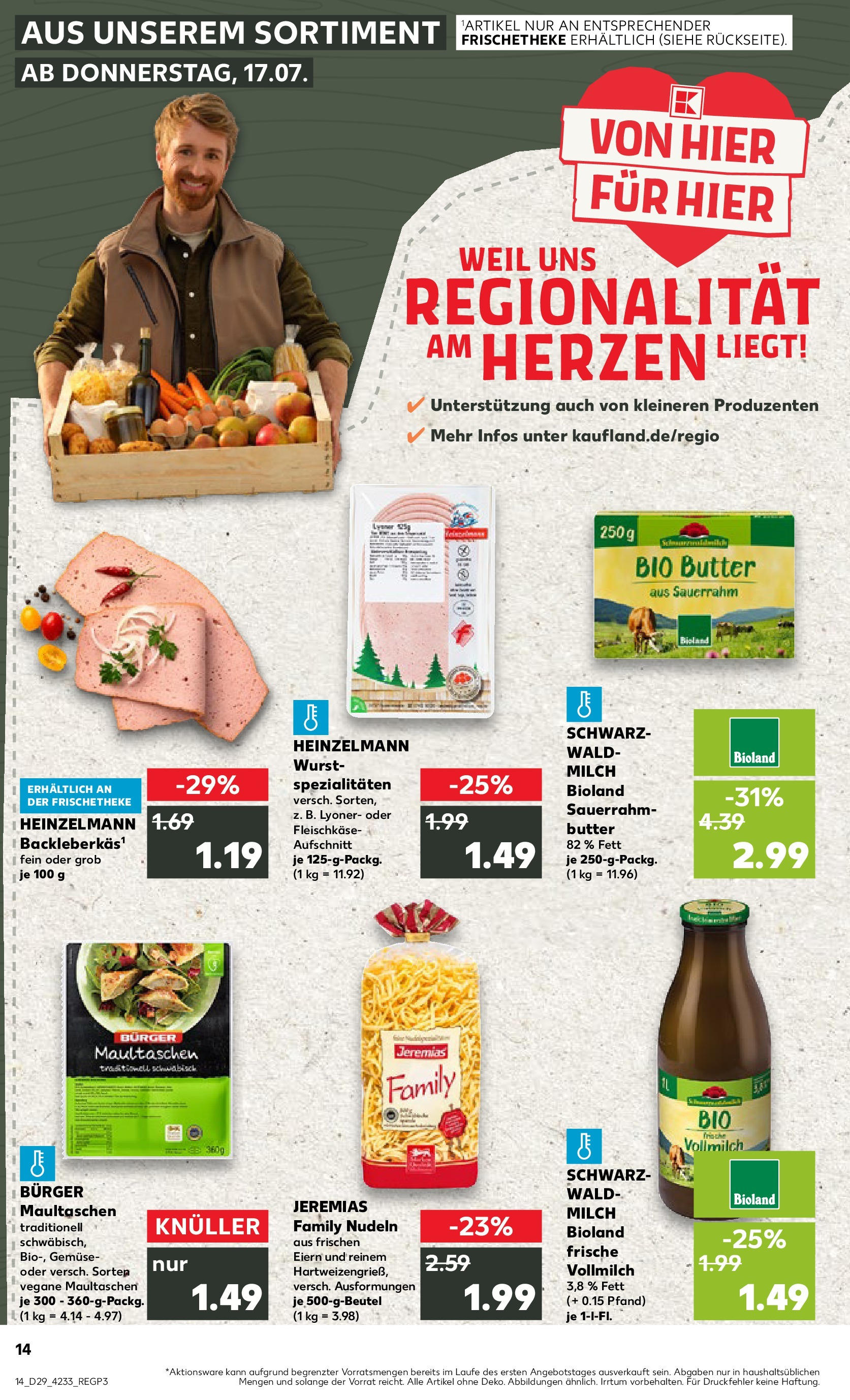 Prospekt Kaufland ab 16.07.2025 » Angebote Online zum Blättern | Seite: 1 | Produkte: Milch, Burger, Wurst, Pasta
