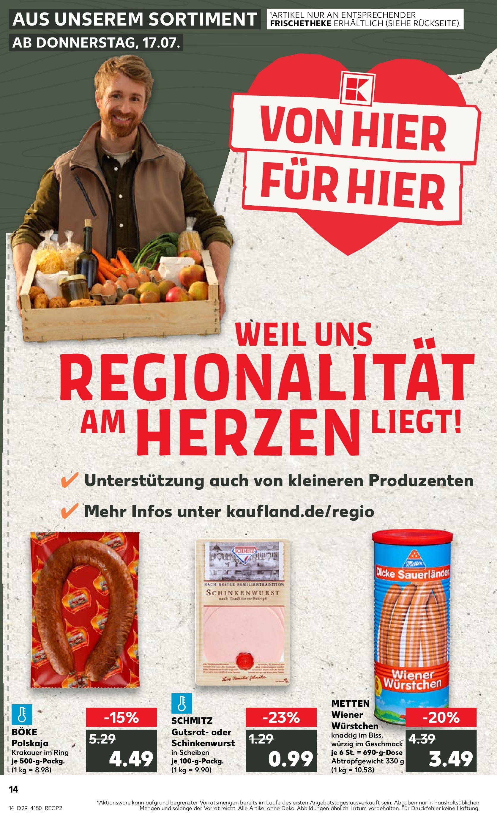 Prospekt Kaufland ab 16.07.2025 » Angebote Online zum Blättern | Seite: 14 | Produkte: Wiener wurstchen
