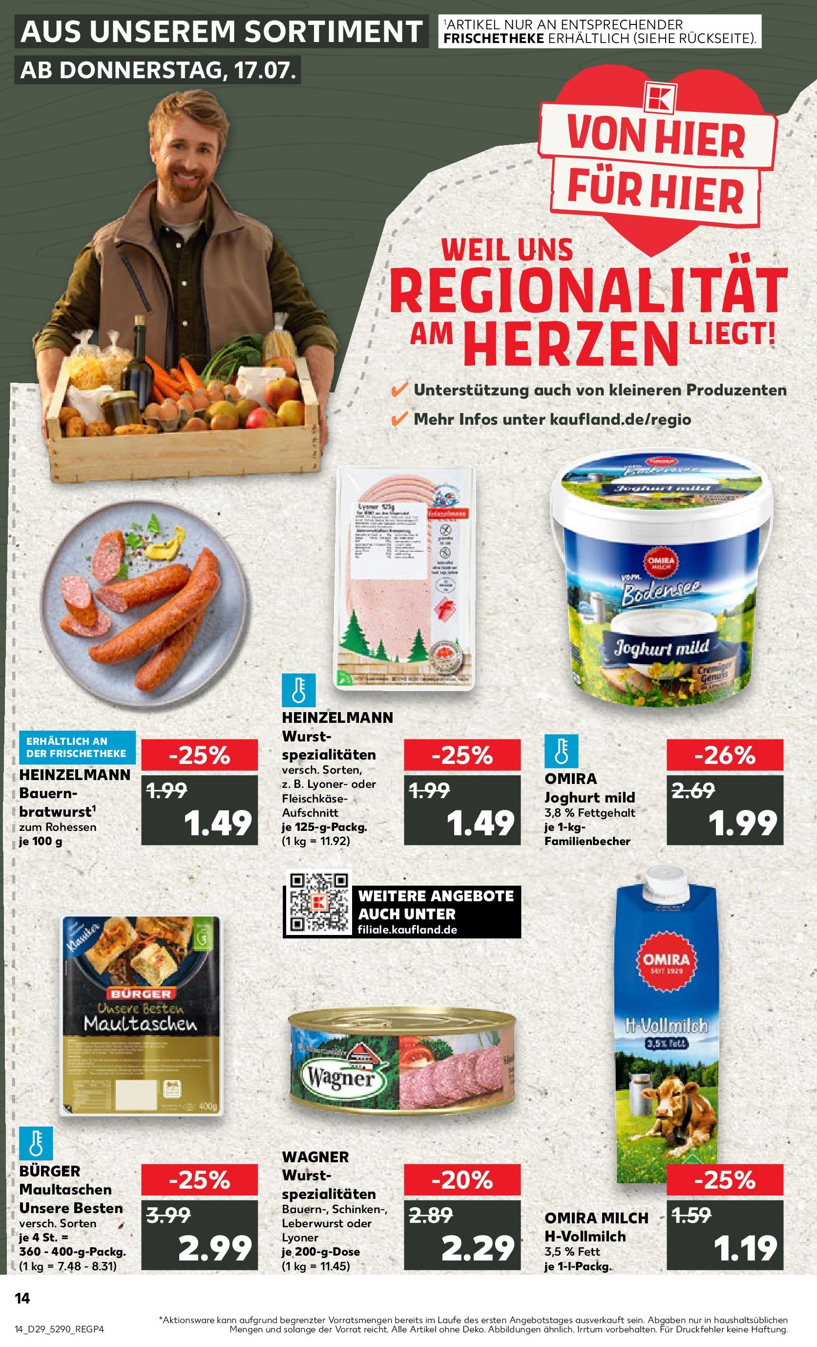 Prospekt Kaufland ab 16.07.2025 » Angebote Online zum Blättern | Seite: 14 | Produkte: Milch, Joghurt, Burger, Schinken