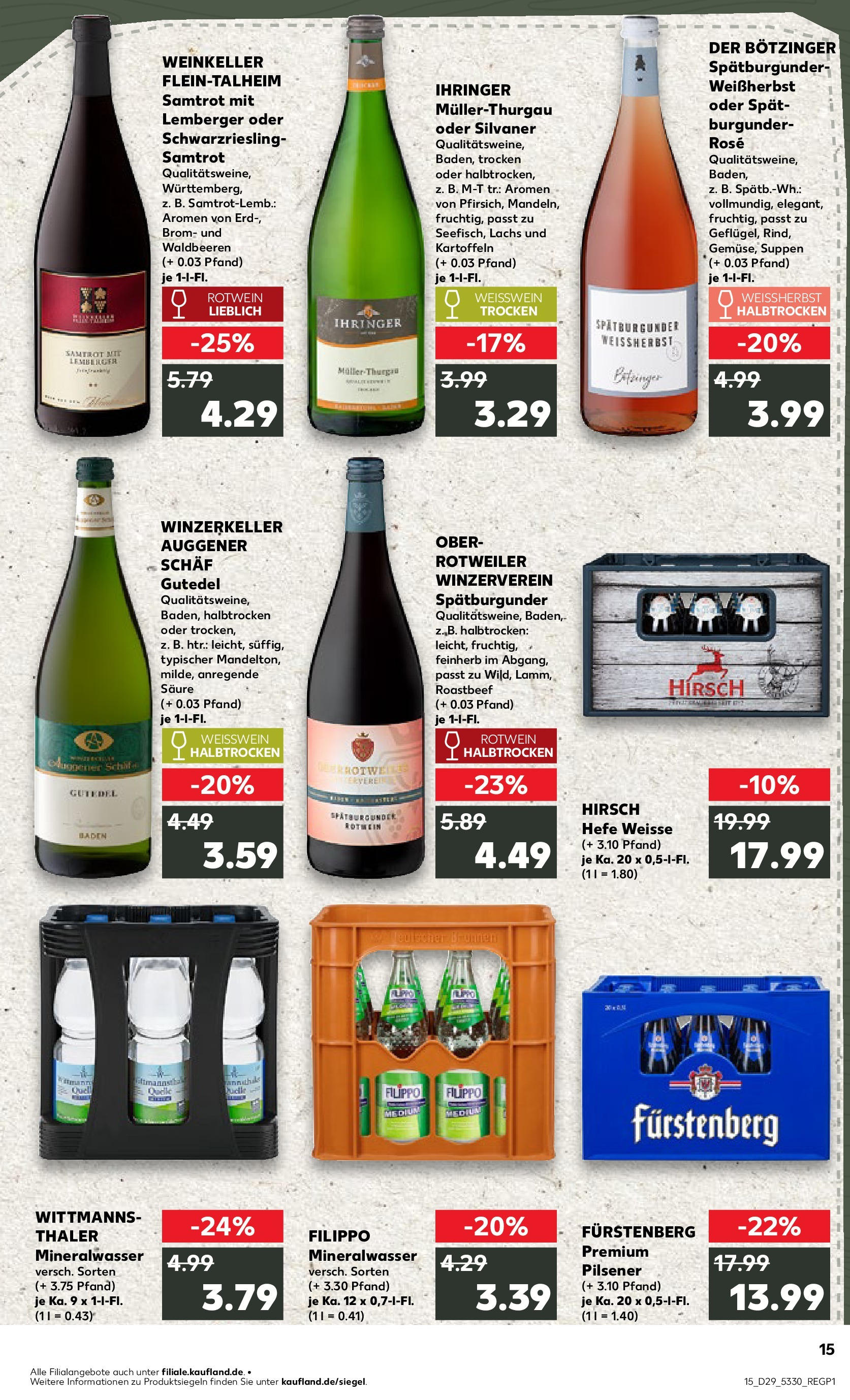 Prospekt Kaufland ab 16.07.2025 » Angebote Online zum Blättern | Seite: 15 | Produkte: Weißwein, Mineralwasser, Roastbeef, Kartoffeln