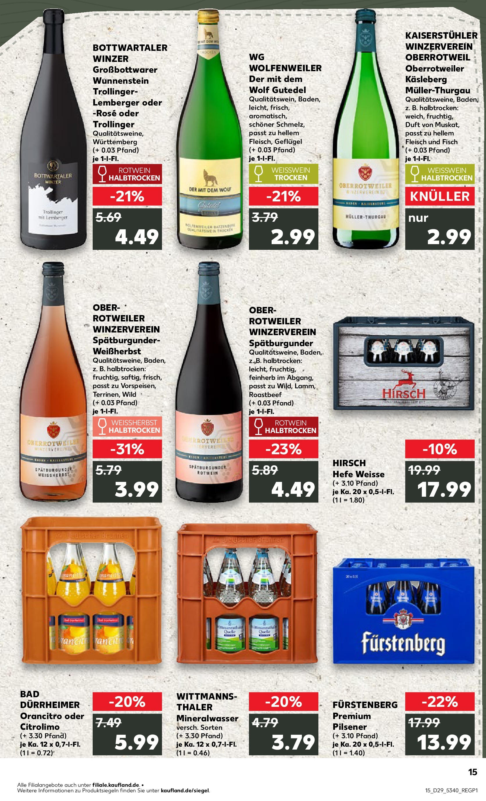 Prospekt Kaufland ab 16.07.2025 » Angebote Online zum Blättern | Seite: 15 | Produkte: Rotwein, Bad, Duft, Mineralwasser