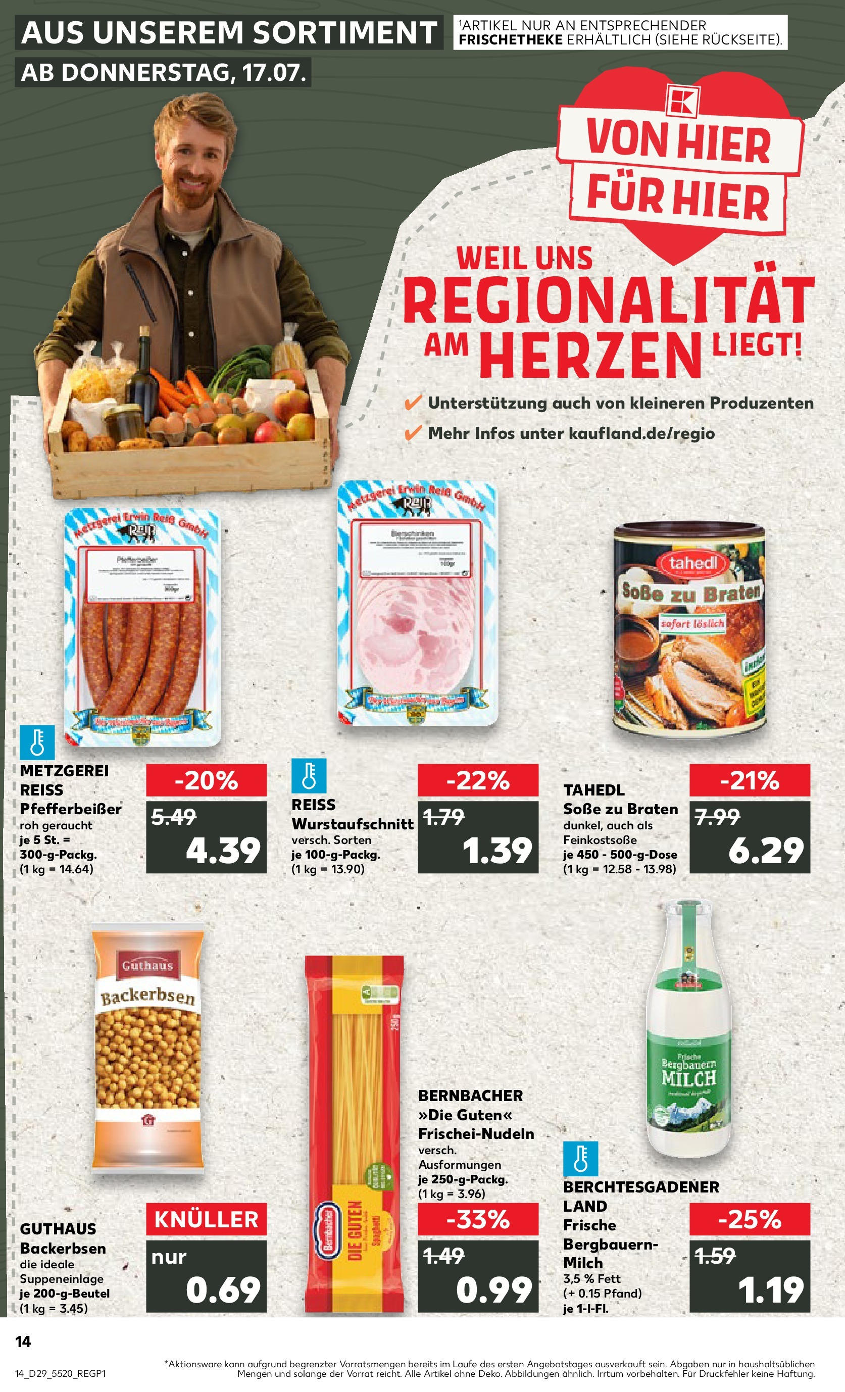 Prospekt Kaufland ab 16.07.2025 » Angebote Online zum Blättern | Seite: 14 | Produkte: Milch, Soße, Pasta