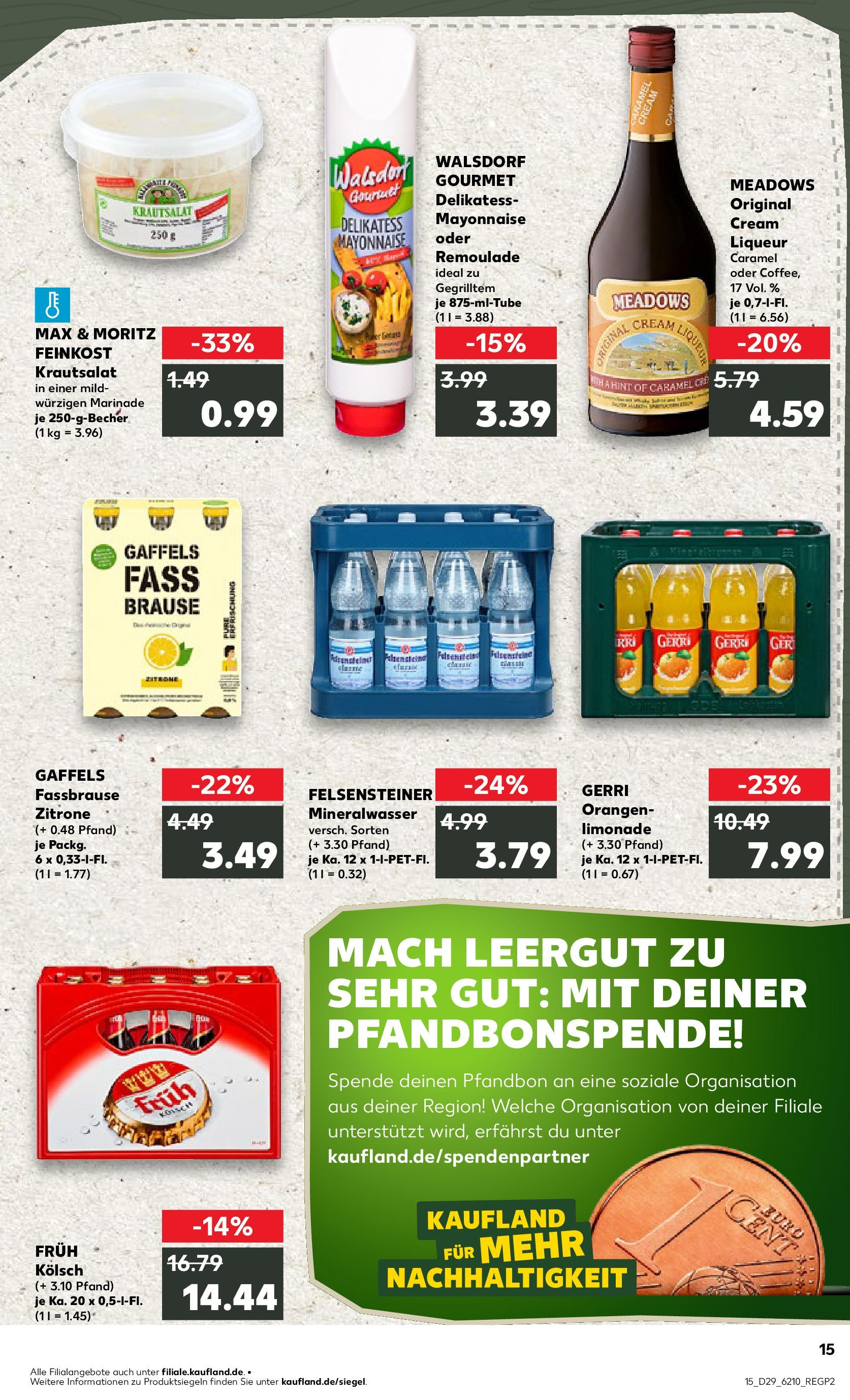 Prospekt Kaufland ab 16.07.2025 » Angebote Online zum Blättern | Seite: 15 | Produkte: Orangen, Mineralwasser, Mayonnaise, Fassbrause