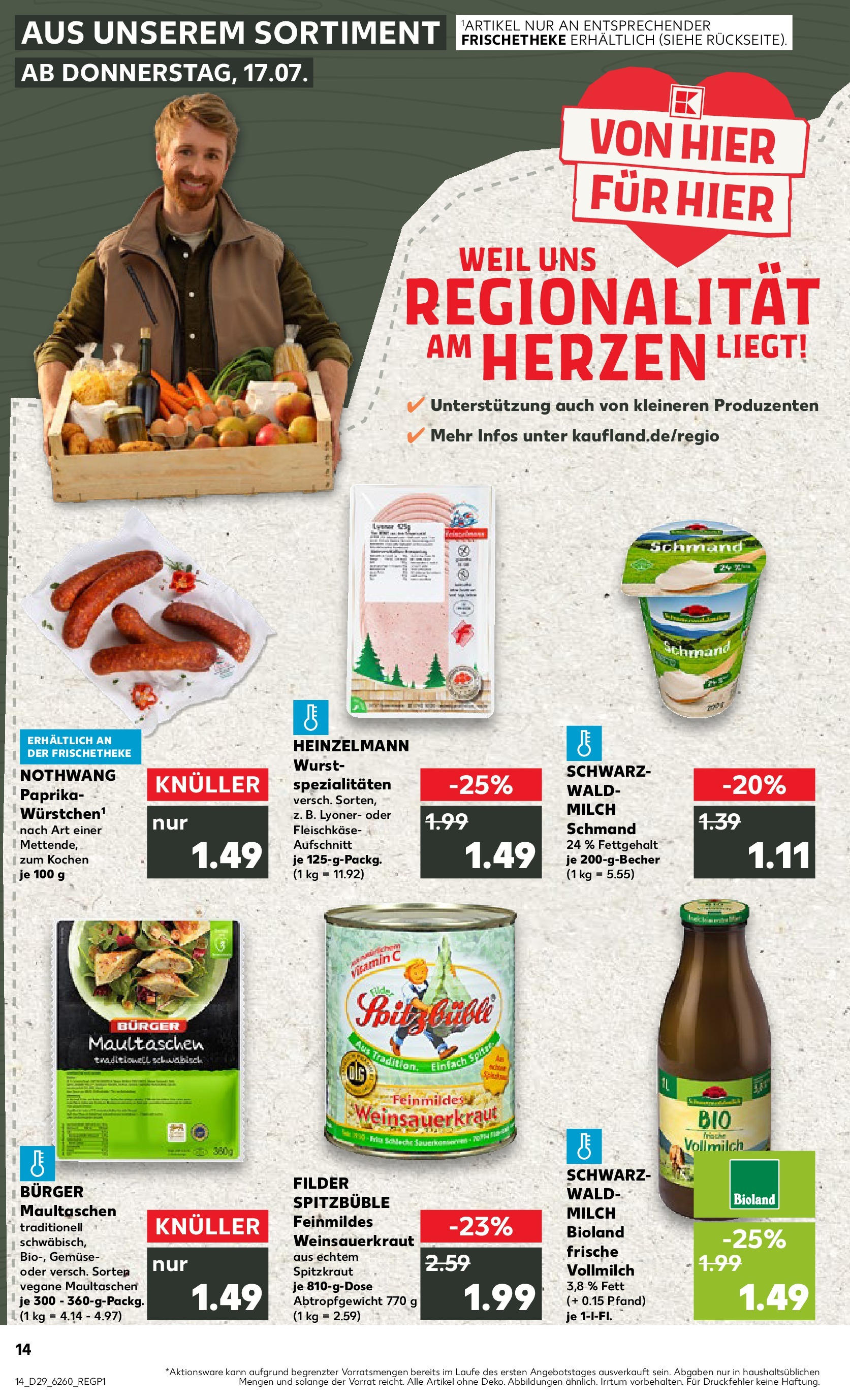 Prospekt Kaufland ab 16.07.2025 » Angebote Online zum Blättern | Seite: 1 | Produkte: Milch, Gemüse, Paprika, Maultaschen