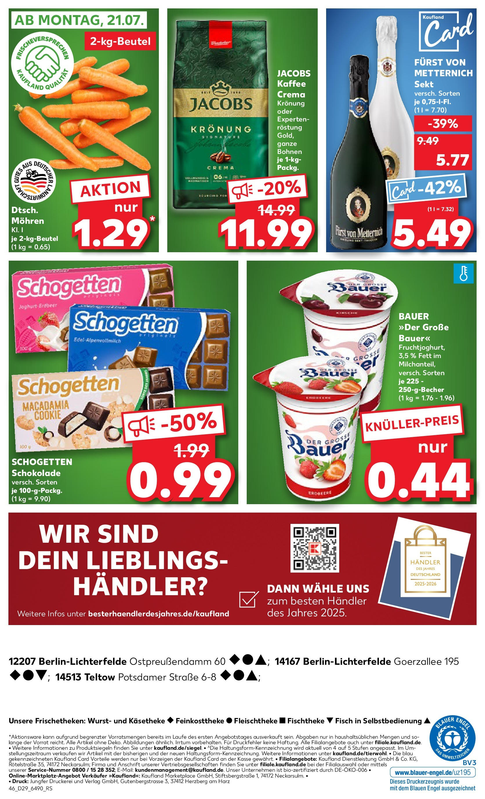 Prospekt Kaufland ab 16.07.2025 » Angebote Online zum Blättern | Seite: 46 | Produkte: Furst von metternich, Schokolade, Mohren, Fisch