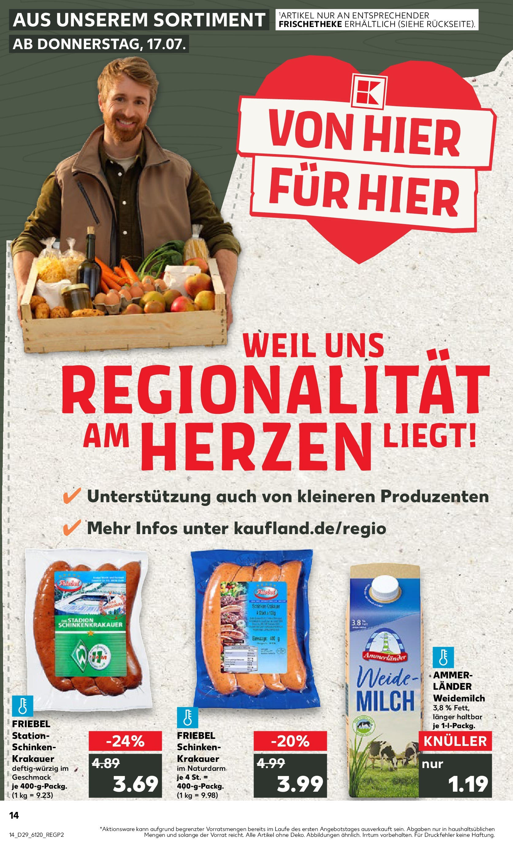 Prospekt Kaufland ab 17.07.2025 » Angebote Online zum Blättern | Seite: 14 | Produkte: Milch, Schinken