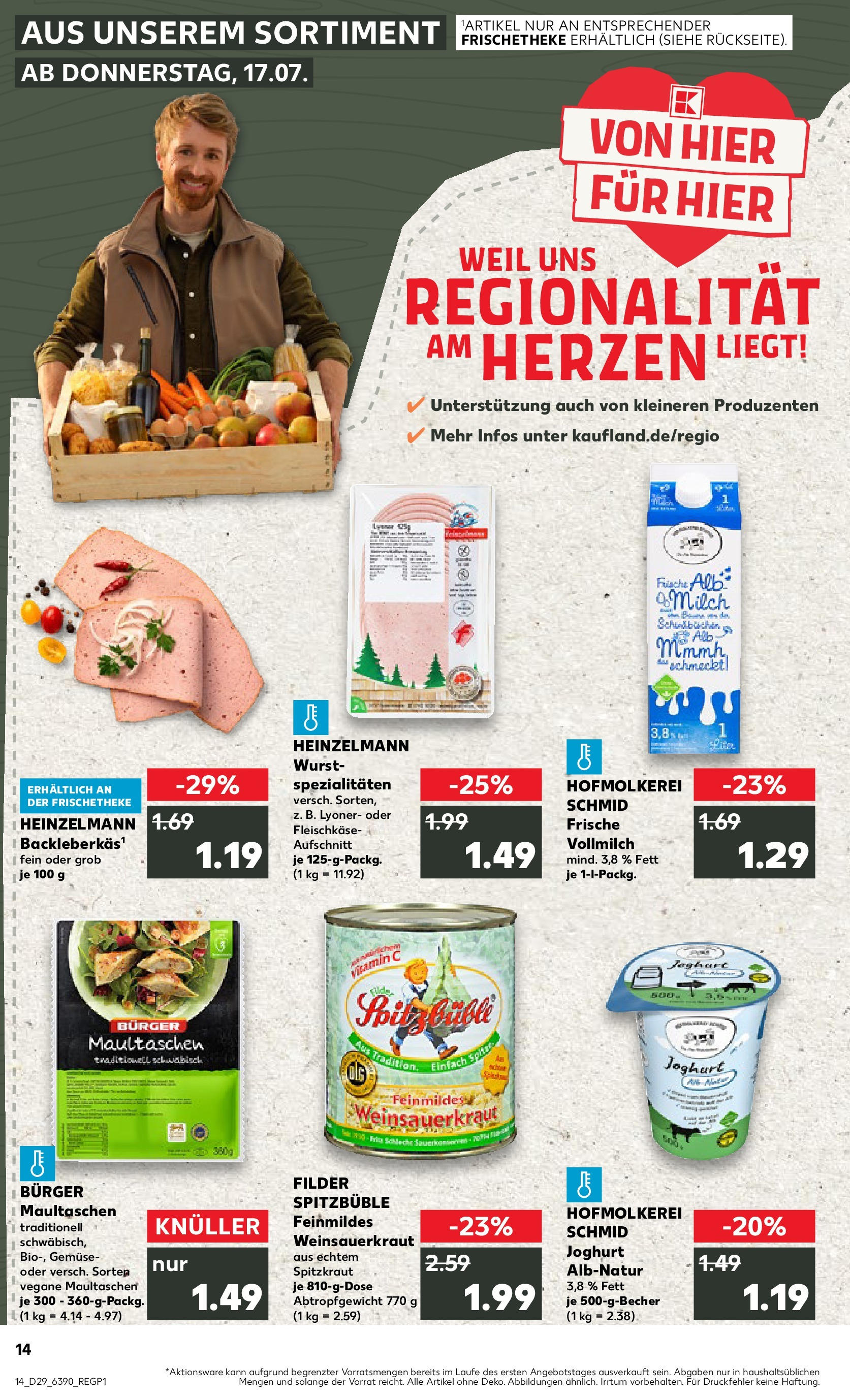 Prospekt Kaufland ab 16.07.2025 » Angebote Online zum Blättern | Seite: 14 | Produkte: Milch, Joghurt, Gemüse, Maultaschen