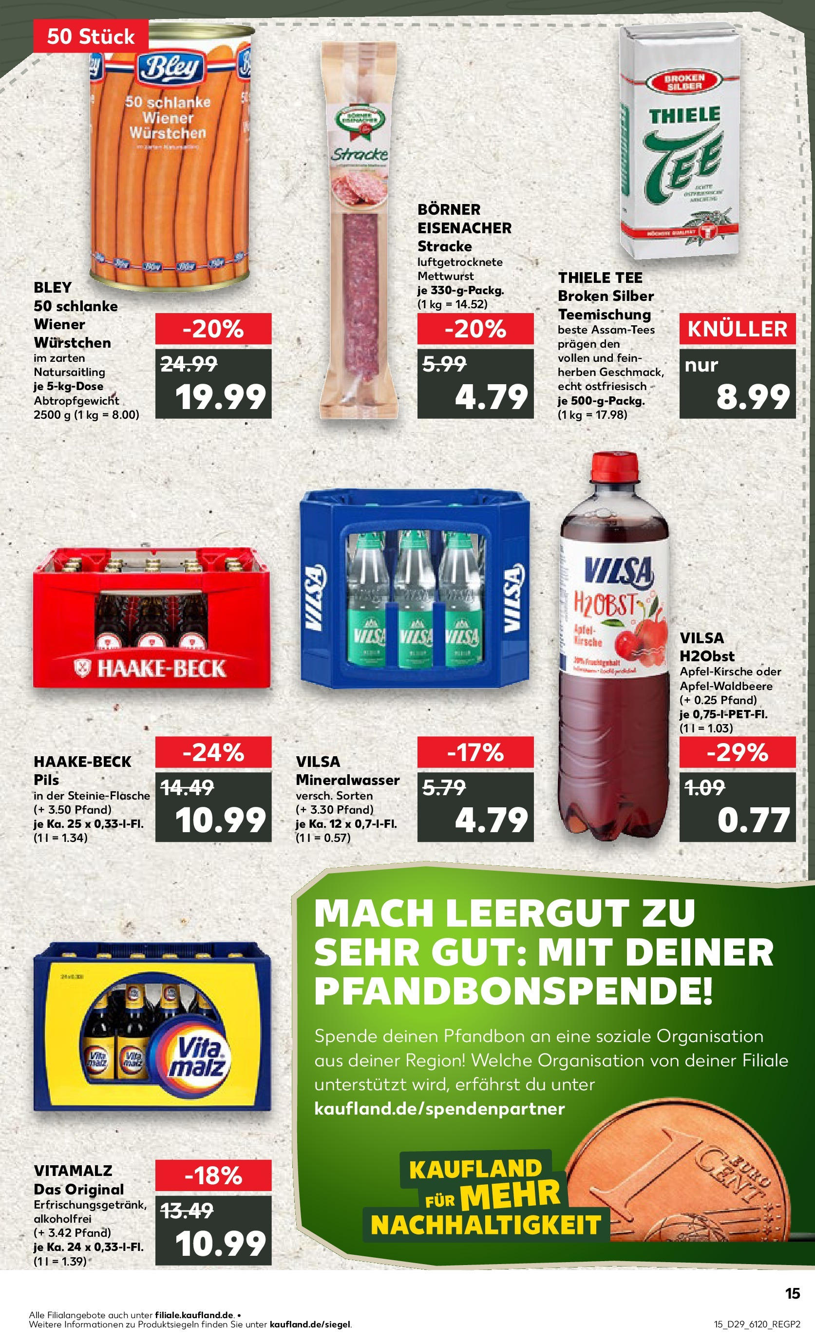 Prospekt Kaufland ab 17.07.2025 » Angebote Online zum Blättern | Seite: 15 | Produkte: Wiener wurstchen, Pils, Mineralwasser, Tee
