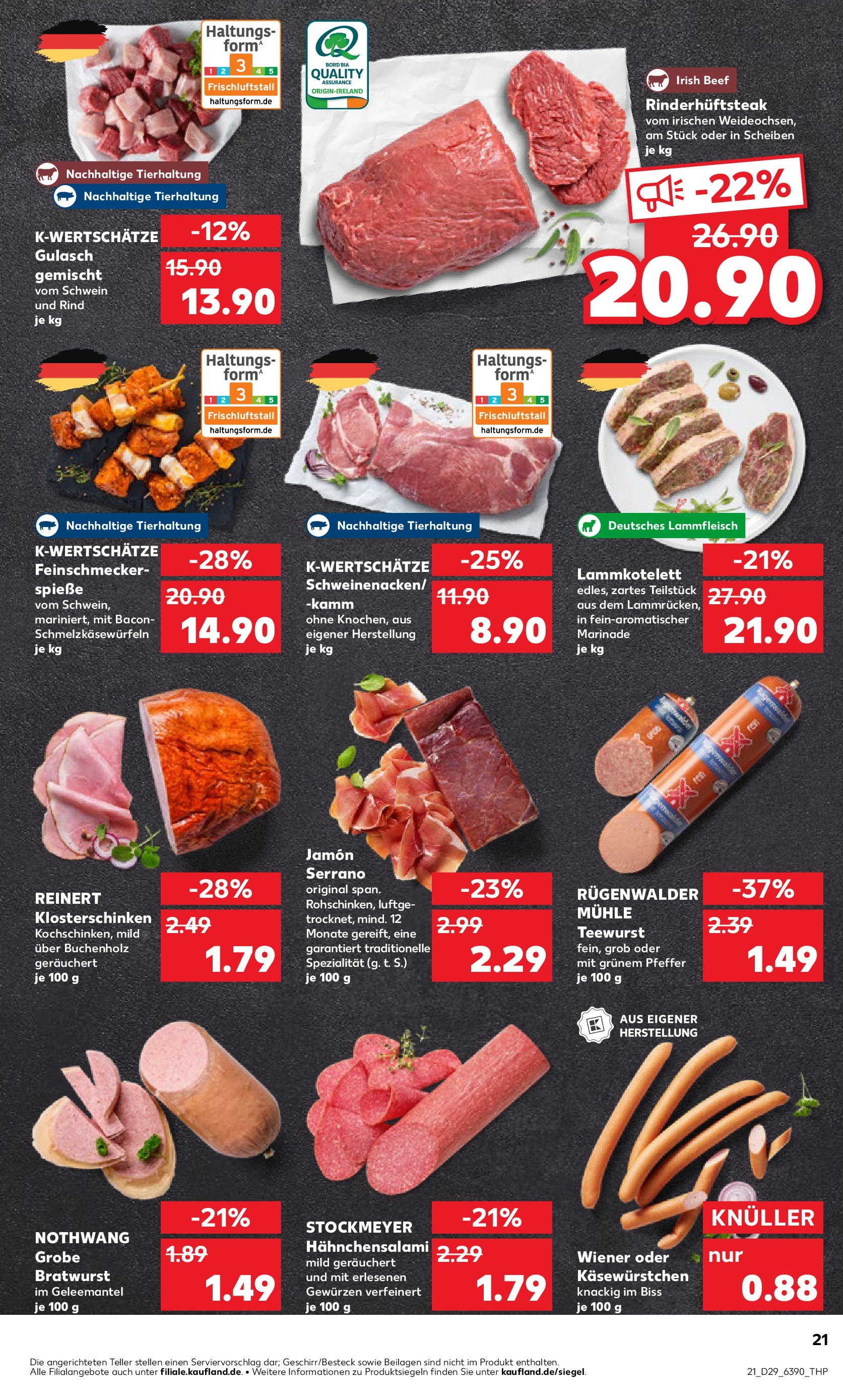 Prospekt Kaufland ab 16.07.2025 » Angebote Online zum Blättern | Seite: 21 | Produkte: Bratwurst, Spieße, Gulasch, Salami