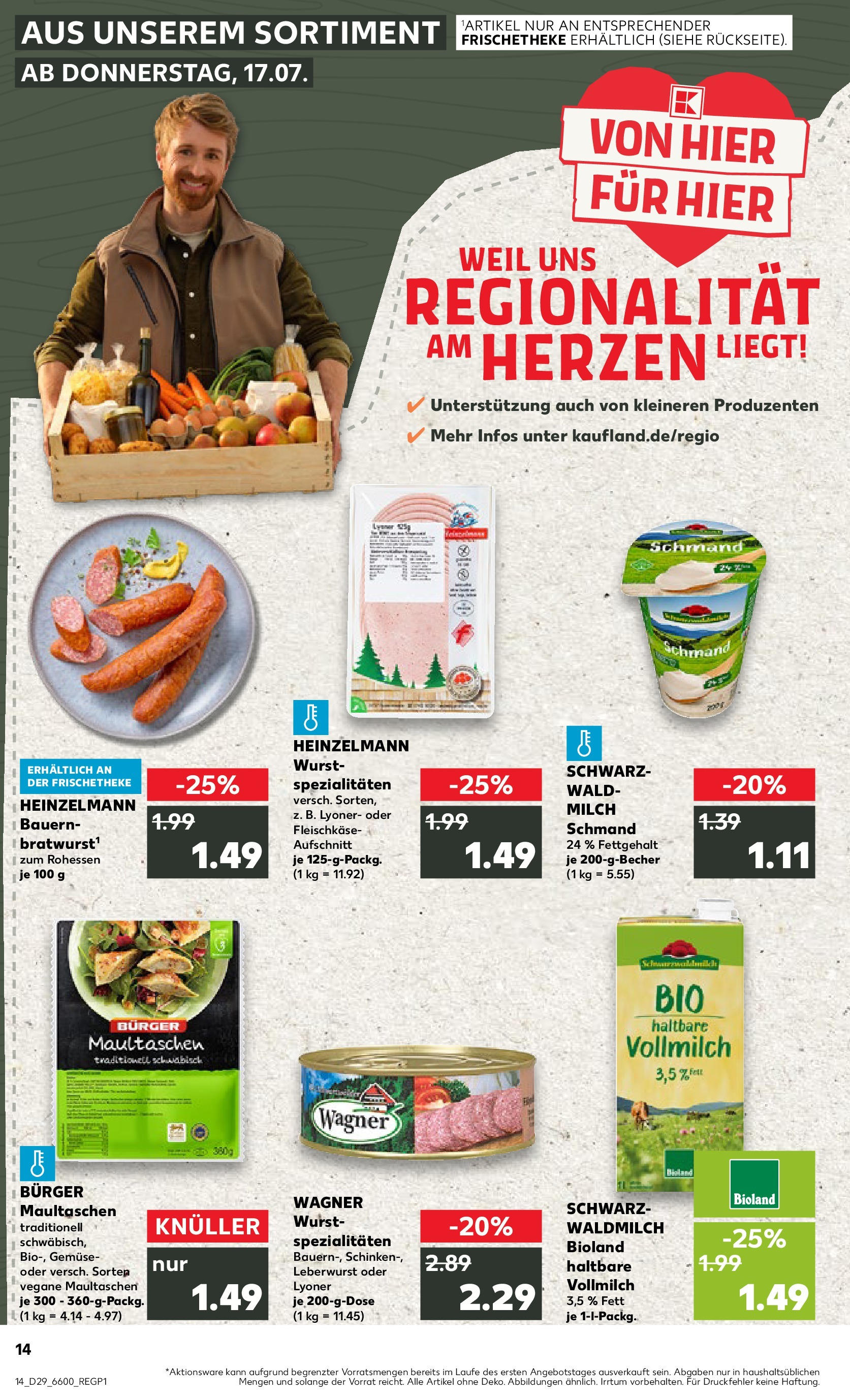 Prospekt Kaufland ab 16.07.2025 » Angebote Online zum Blättern | Seite: 1 | Produkte: Burger, Wurst, Schinken, Maultaschen