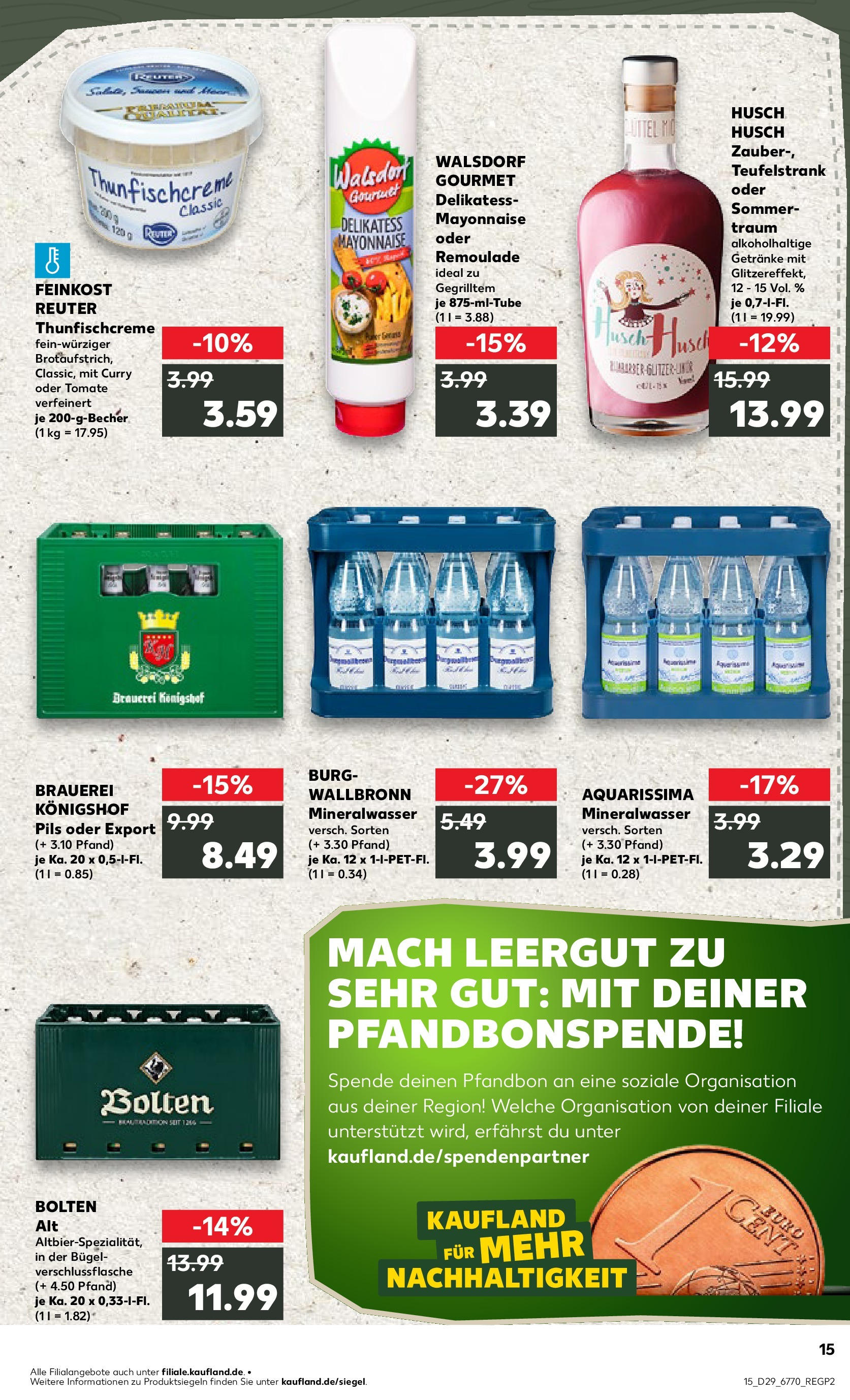 Prospekt Kaufland ab 16.07.2025 » Angebote Online zum Blättern | Seite: 15 | Produkte: Pils, Mineralwasser, Mayonnaise