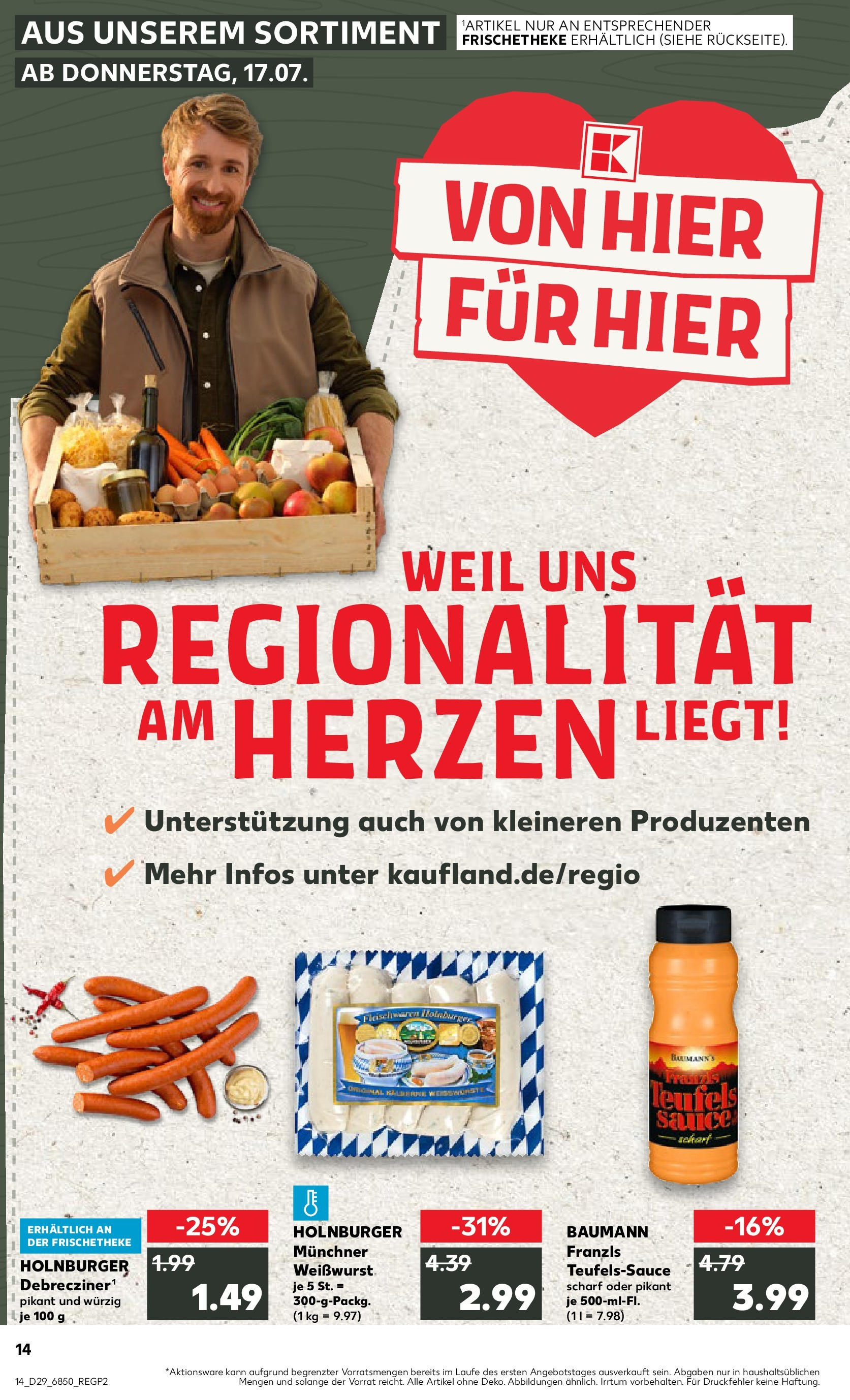 Prospekt Kaufland ab 16.07.2025 » Angebote Online zum Blättern | Seite: 1 | Produkte: Weißwurst