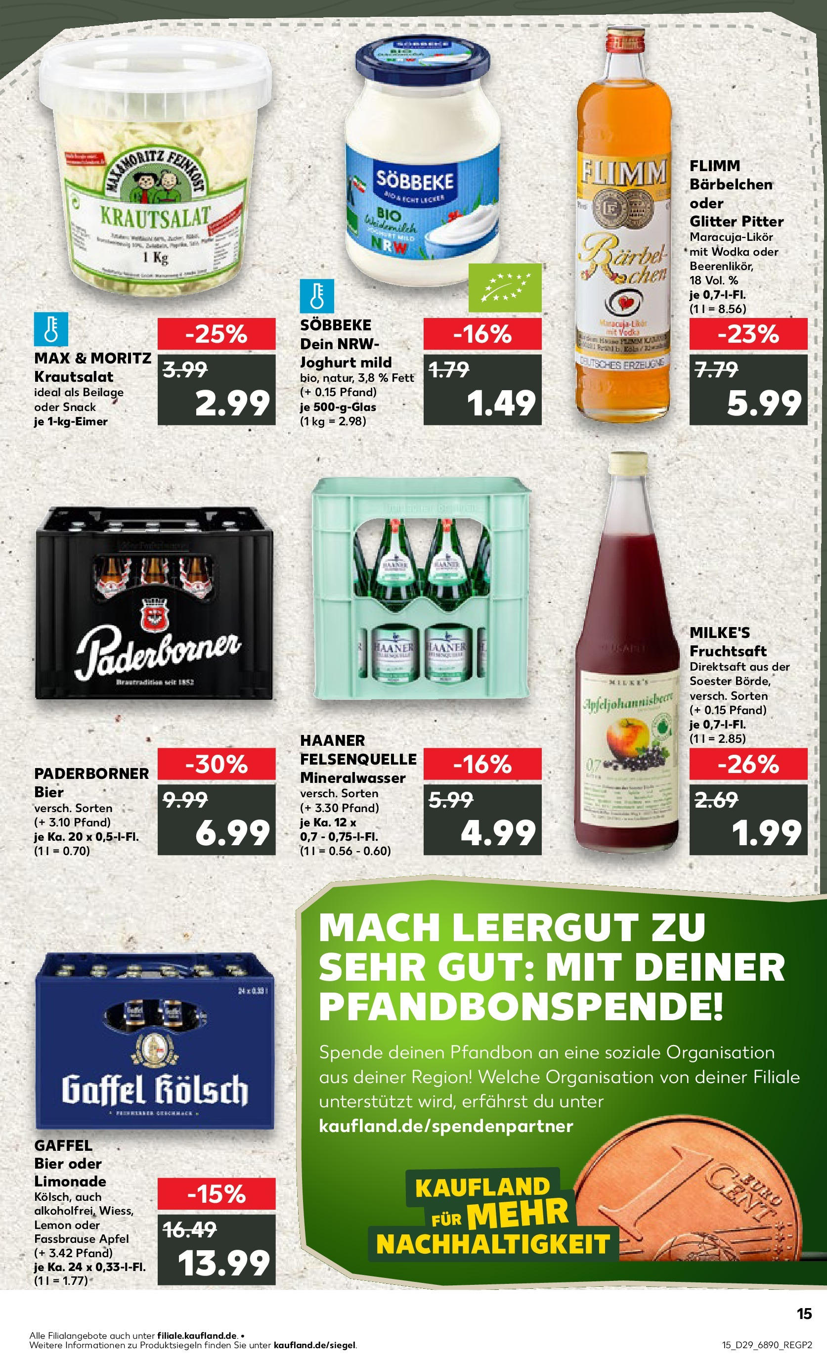 Prospekt Kaufland ab 16.07.2025 » Angebote Online zum Blättern | Seite: 15 | Produkte: Mineralwasser, Fassbrause, Fruchtsaft, Wodka