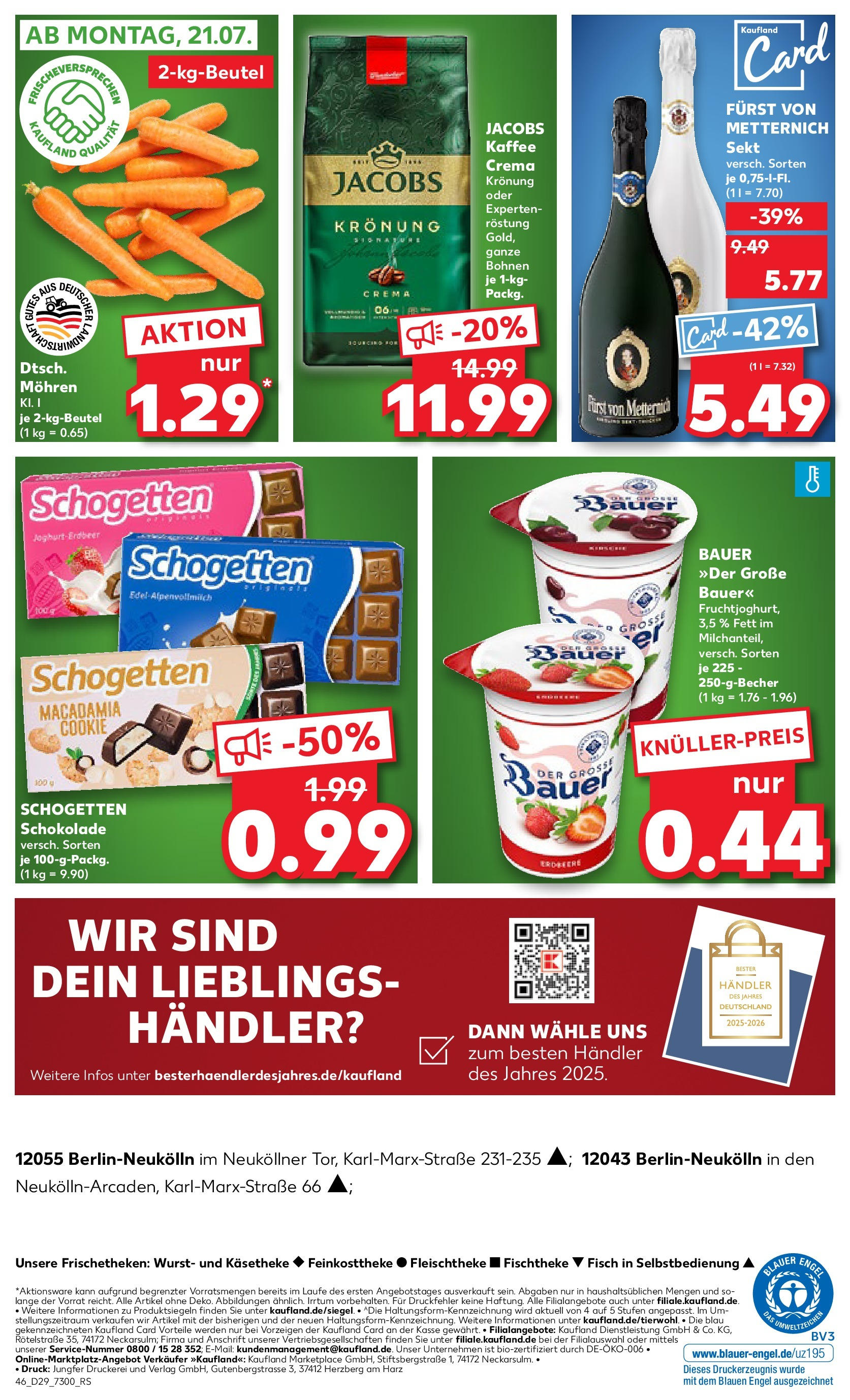 Prospekt Kaufland ab 16.07.2025 » Angebote Online zum Blättern | Seite: 46 | Produkte: Sekt, Mohren, Wurst, Schogetten