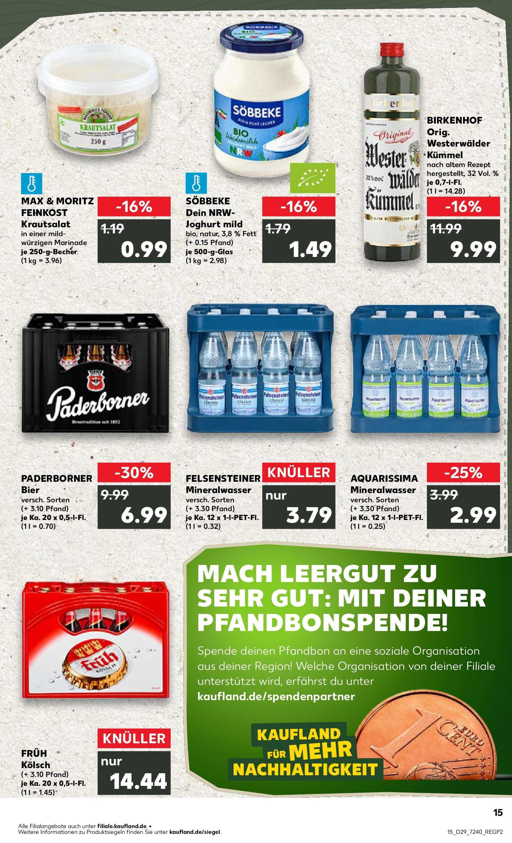 Prospekt Kaufland ab 16.07.2025 » Angebote Online zum Blättern | Seite: 15 | Produkte: Joghurt, Bier, Mineralwasser