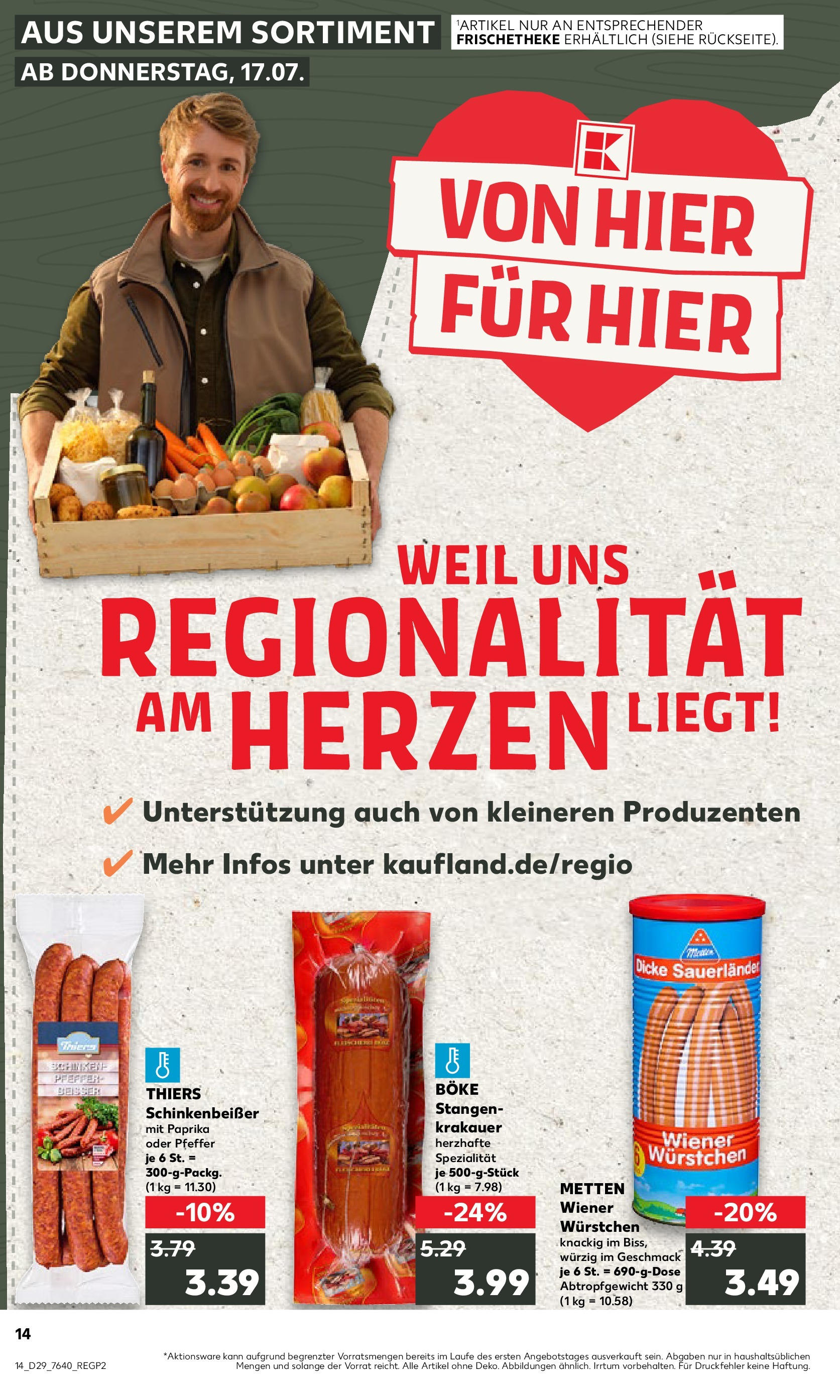 Prospekt Kaufland ab 16.07.2025 » Angebote Online zum Blättern | Seite: 14 | Produkte: Wiener wurstchen, Paprika, Pfeffer