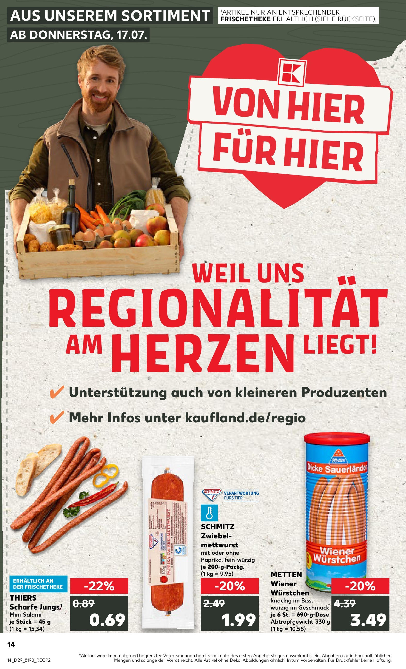 Prospekt Kaufland ab 16.07.2025 » Angebote Online zum Blättern | Seite: 1 | Produkte: Wiener wurstchen, Salami