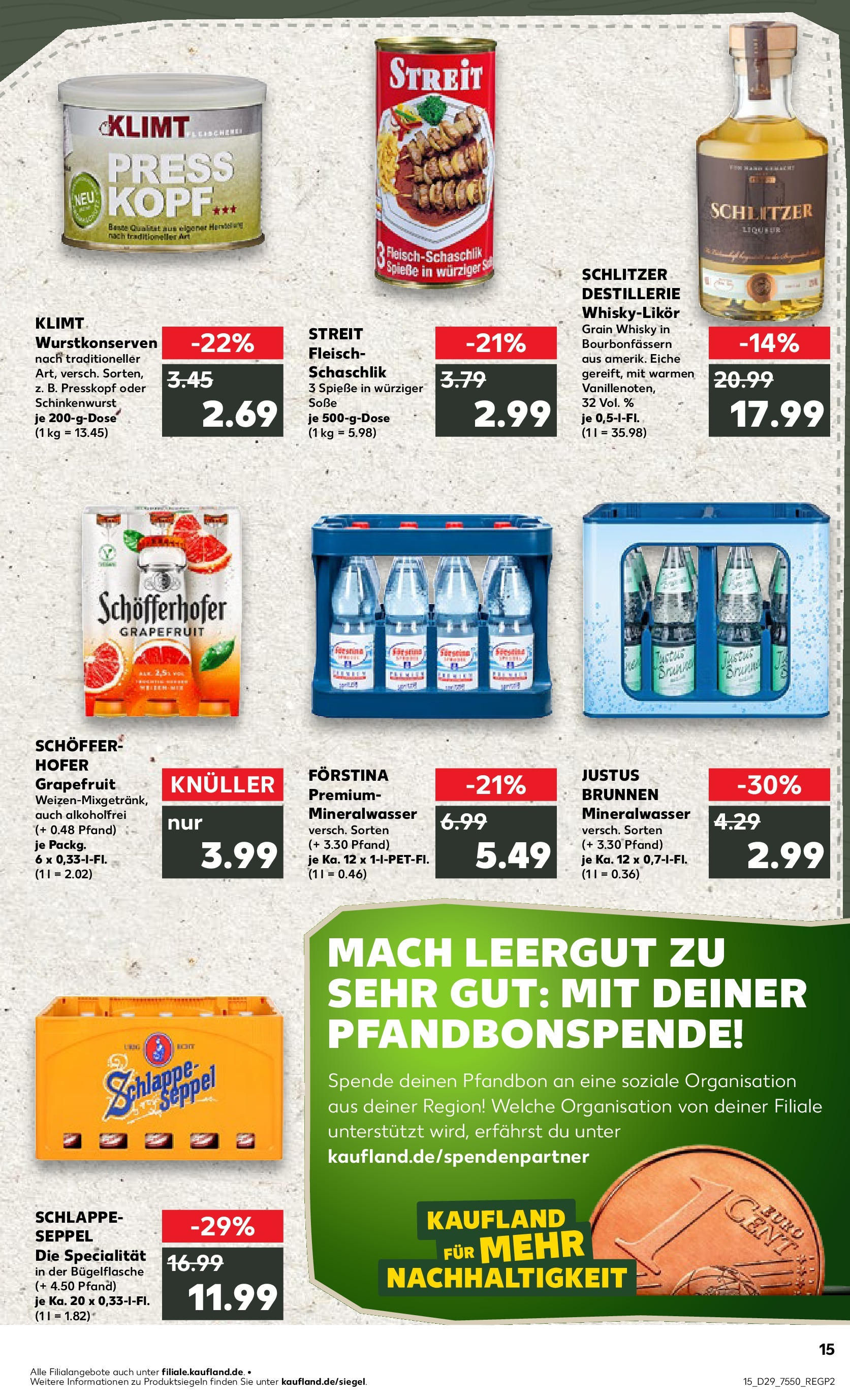 Prospekt Kaufland ab 16.07.2025 » Angebote Online zum Blättern | Seite: 15 | Produkte: Spieße, Mineralwasser, Soße, Fleisch