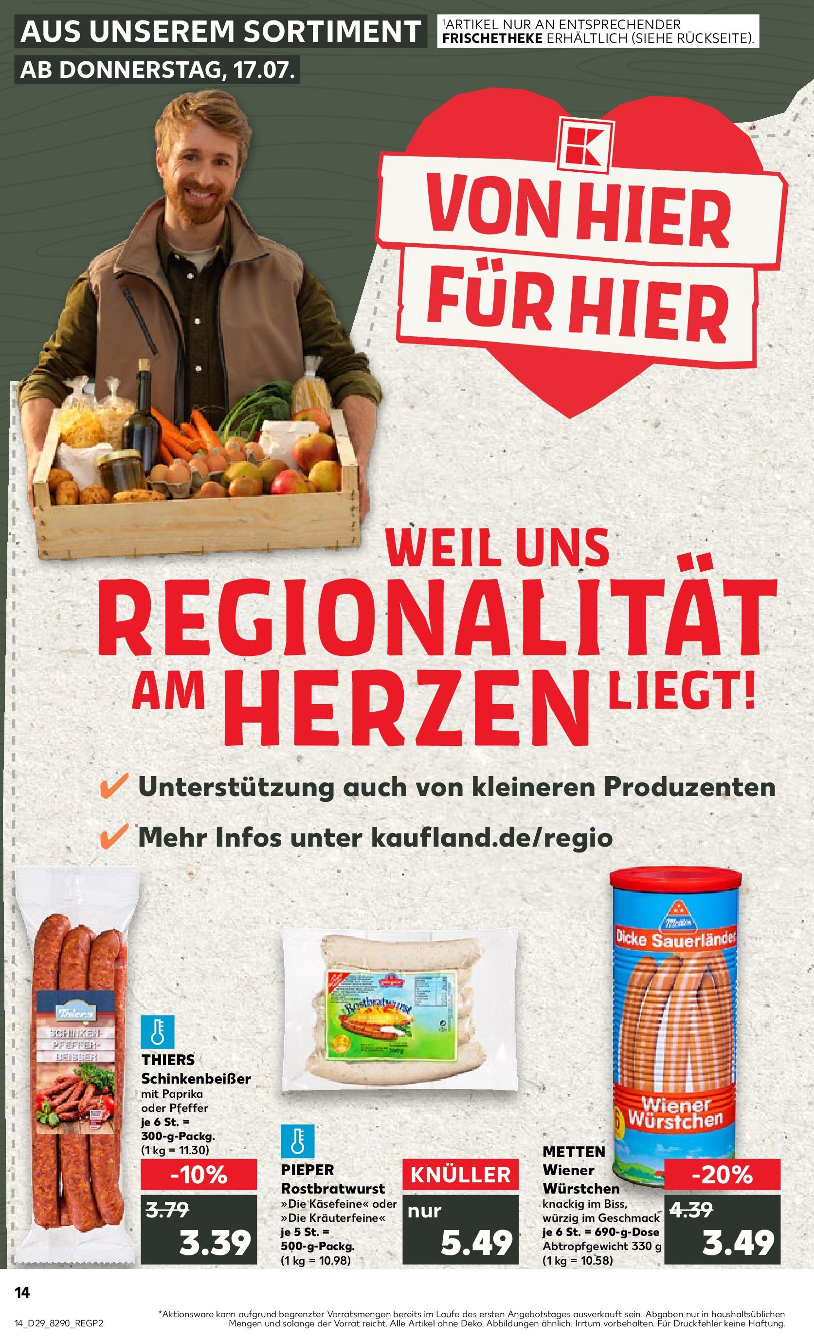 Prospekt Kaufland ab 16.07.2025 » Angebote Online zum Blättern | Seite: 14 | Produkte: Wiener wurstchen, Paprika, Pfeffer