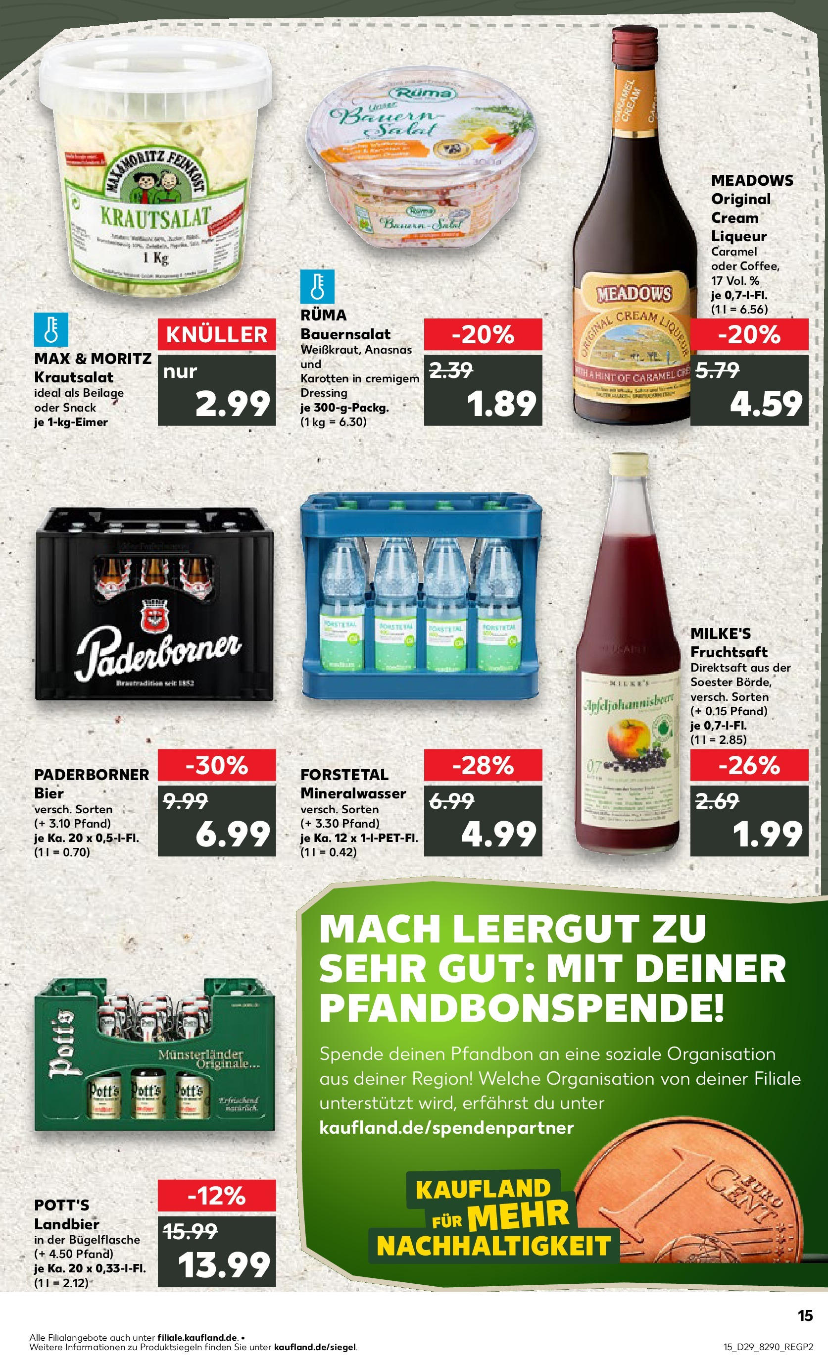 Prospekt Kaufland ab 16.07.2025 » Angebote Online zum Blättern | Seite: 15 | Produkte: Bier, Dressing, Mineralwasser, Salat