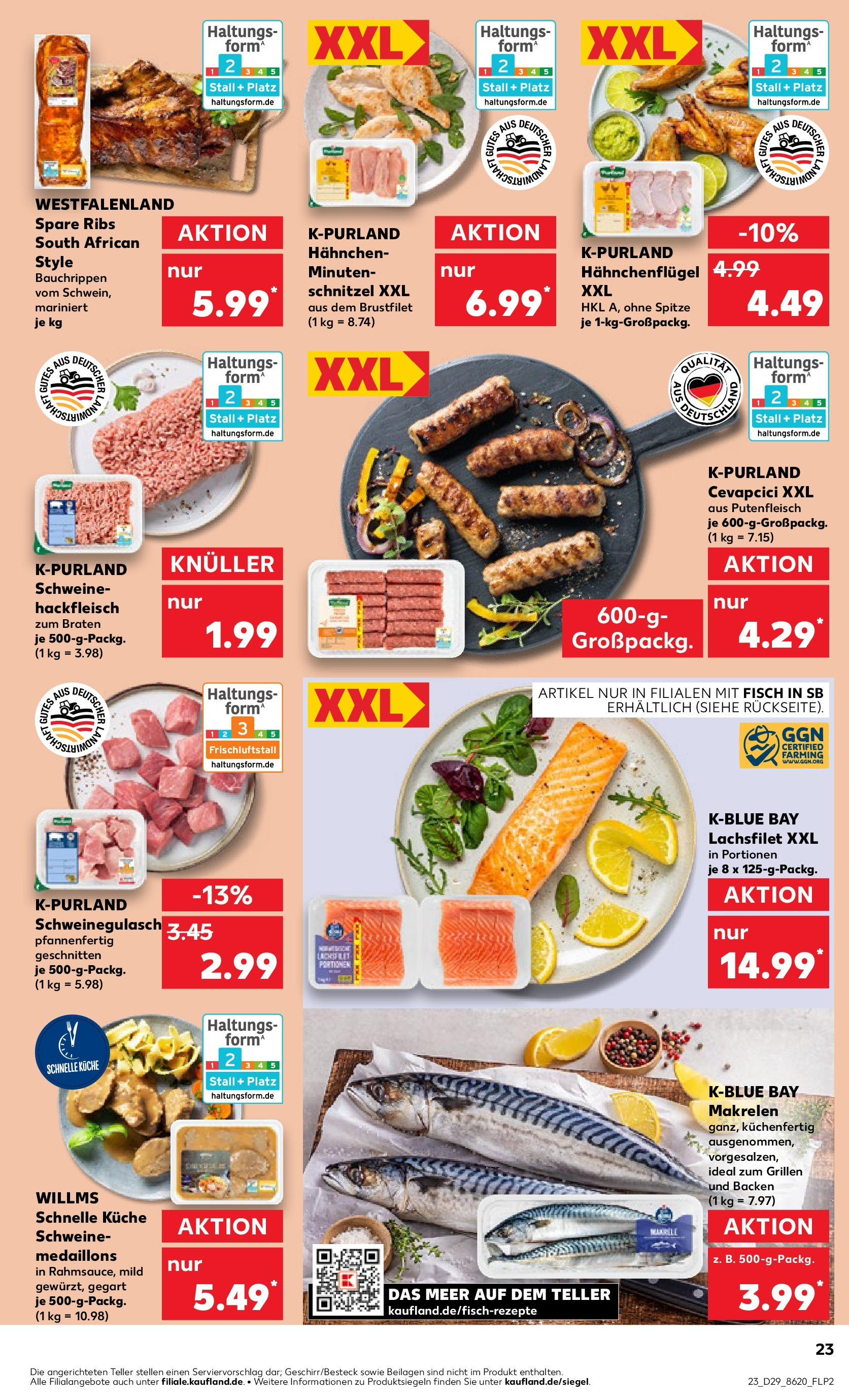 Prospekt Kaufland ab 17.07.2025 » Angebote Online zum Blättern | Seite: 23 | Produkte: Küche, Spare ribs, Cevapcici, Schnitzel