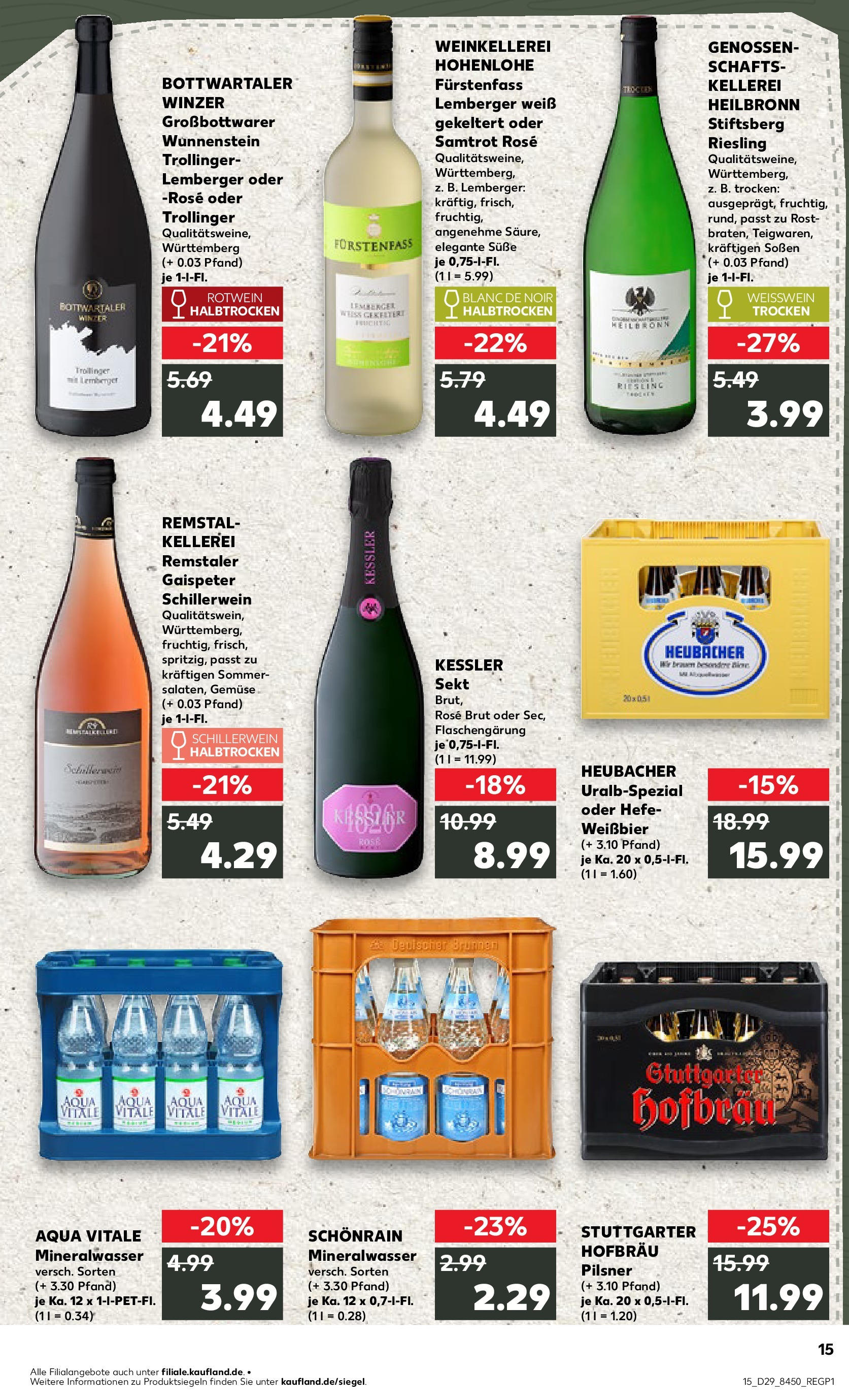 Prospekt Kaufland ab 16.07.2025 » Angebote Online zum Blättern | Seite: 15 | Produkte: Weißwein, Rotwein, Mineralwasser, Hefe weissbier