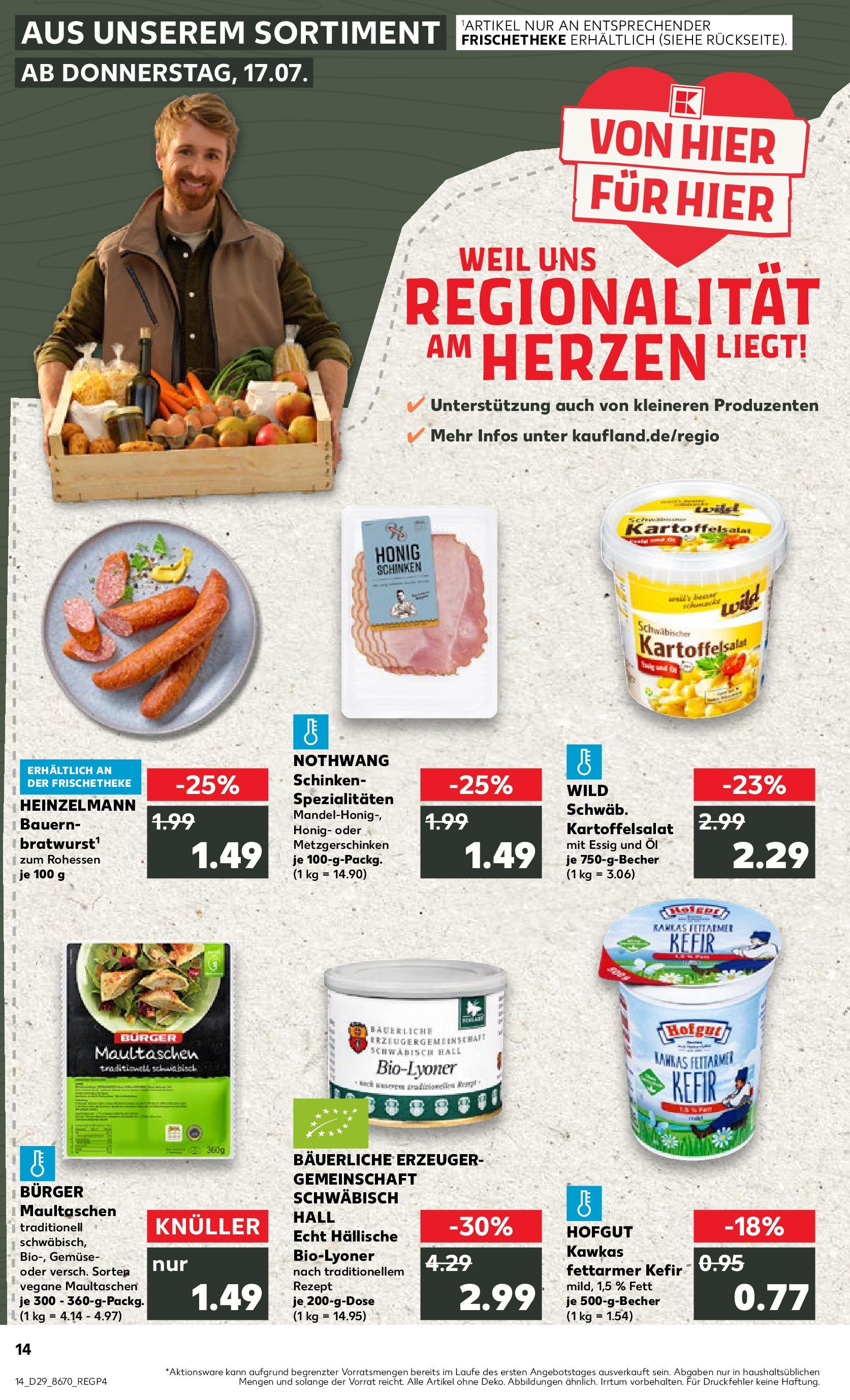 Prospekt Kaufland ab 16.07.2025 » Angebote Online zum Blättern | Seite: 14 | Produkte: Öl, Essig, Gemüse, Maultaschen
